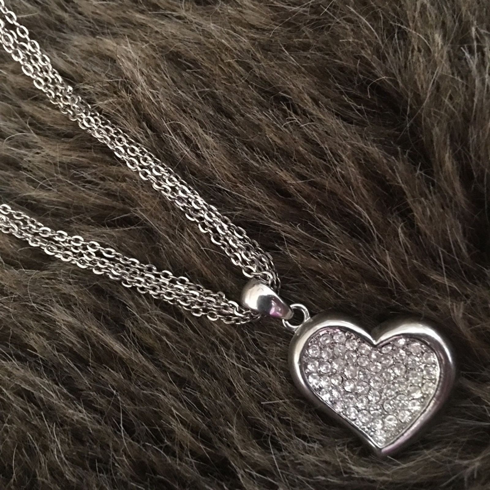 Jewelry Rhinestone pave heart multi strand chain necklace Size ONE SIZE - 4 Thumbnail