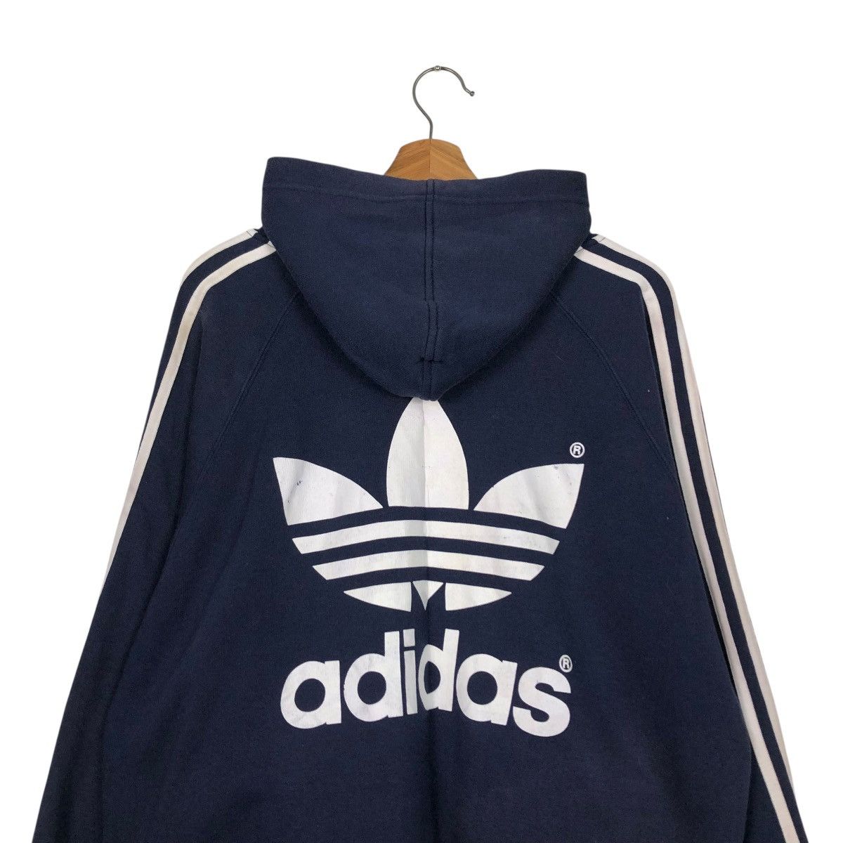 Adidas 🔥VINTAGE ZIPPER HOODIE JACKET ADIDAS BIG LOGO BACK HIT Size US L / EU 52-54 / 3 - 11 Thumbnail