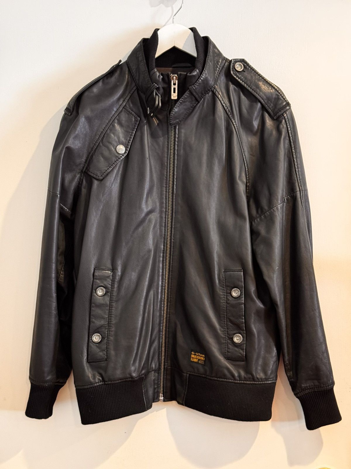 G-Star G-Star Black Astron Leather Bomber Jacket ~ MED Size US M / EU 48-50 / 2 - 2 Thumbnail