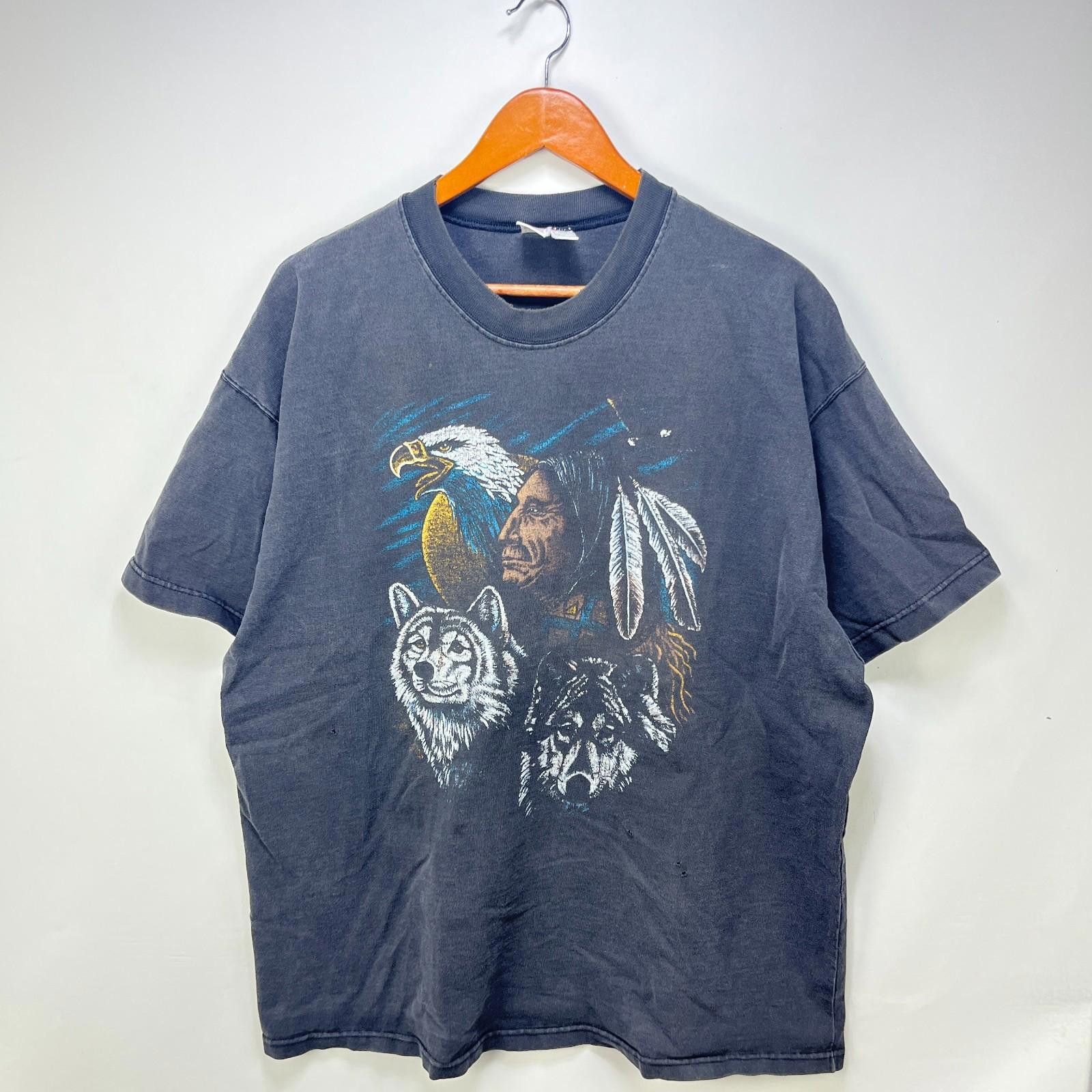 Vintage Vintage 90s Sun Faded Native Biker Wolf Nature T Shirt 2XL Size US XXL / EU 58 / 5 - 1 Thumbnail