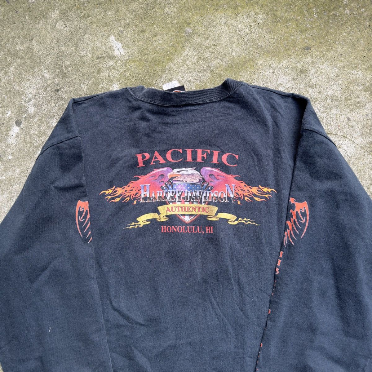Harley Davidson Thrashed Faded Distressed Flame Shirt ERD Grunge Biker WCC Size US XL / EU 56 / 4 - 5 Thumbnail