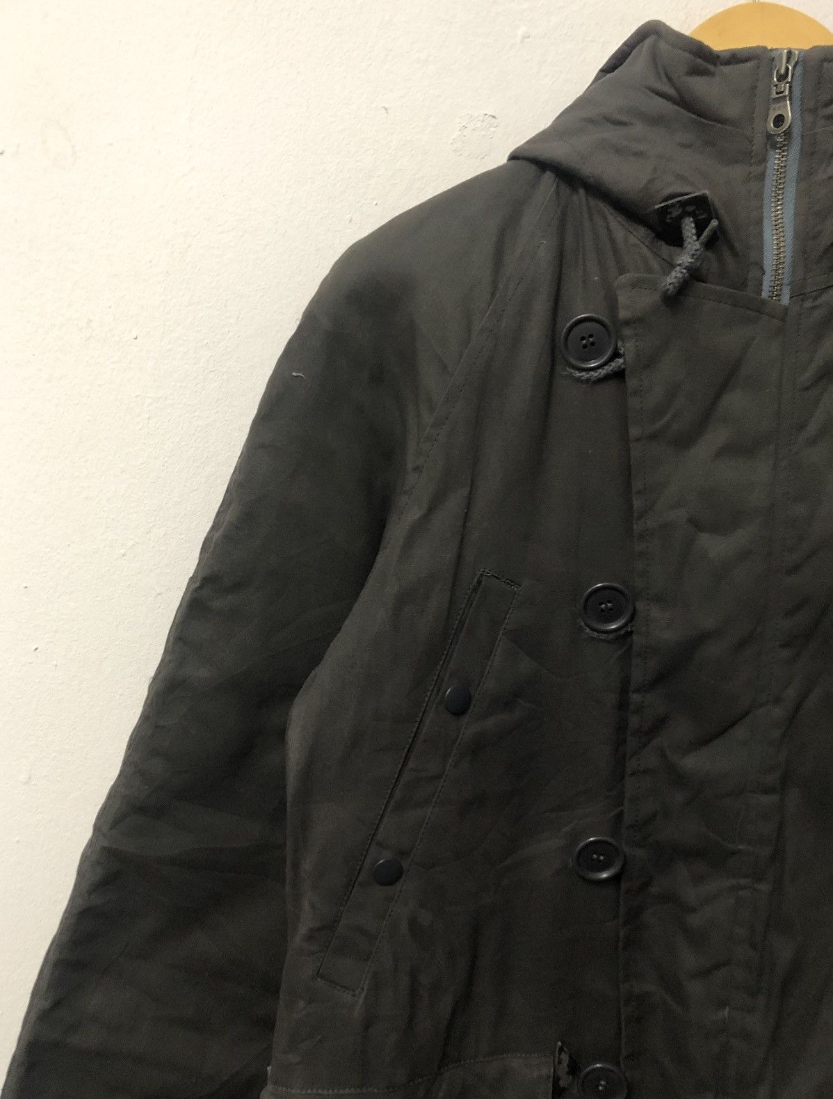 Boycott × Issey Miyake × Vintage Vintage Boycott Military Style Denim Light Jacket Hoodie Size US L / EU 52-54 / 3 - 5 Thumbnail