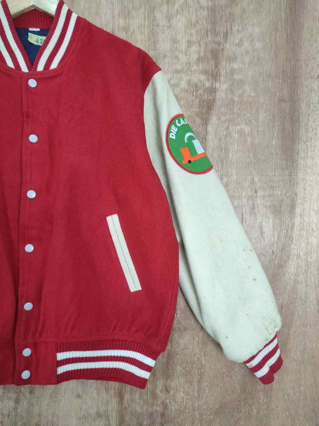 Vintage Die Casting red varsity jacket wool vintage #4213 DLAL Size US L / EU 52-54 / 3 - 8 Thumbnail