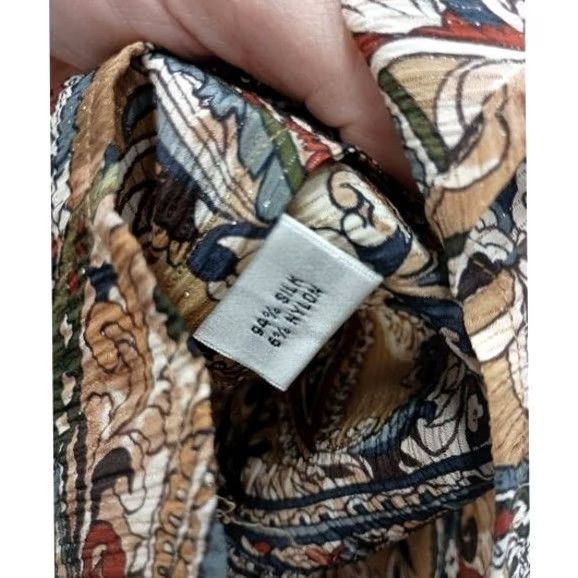 Talbots VTG Talbots Silk Long Sleeve Paisley Button Up Top Brown Size 6 Petite Womens Size M / US 6-8 / IT 42-44 - 4 Thumbnail