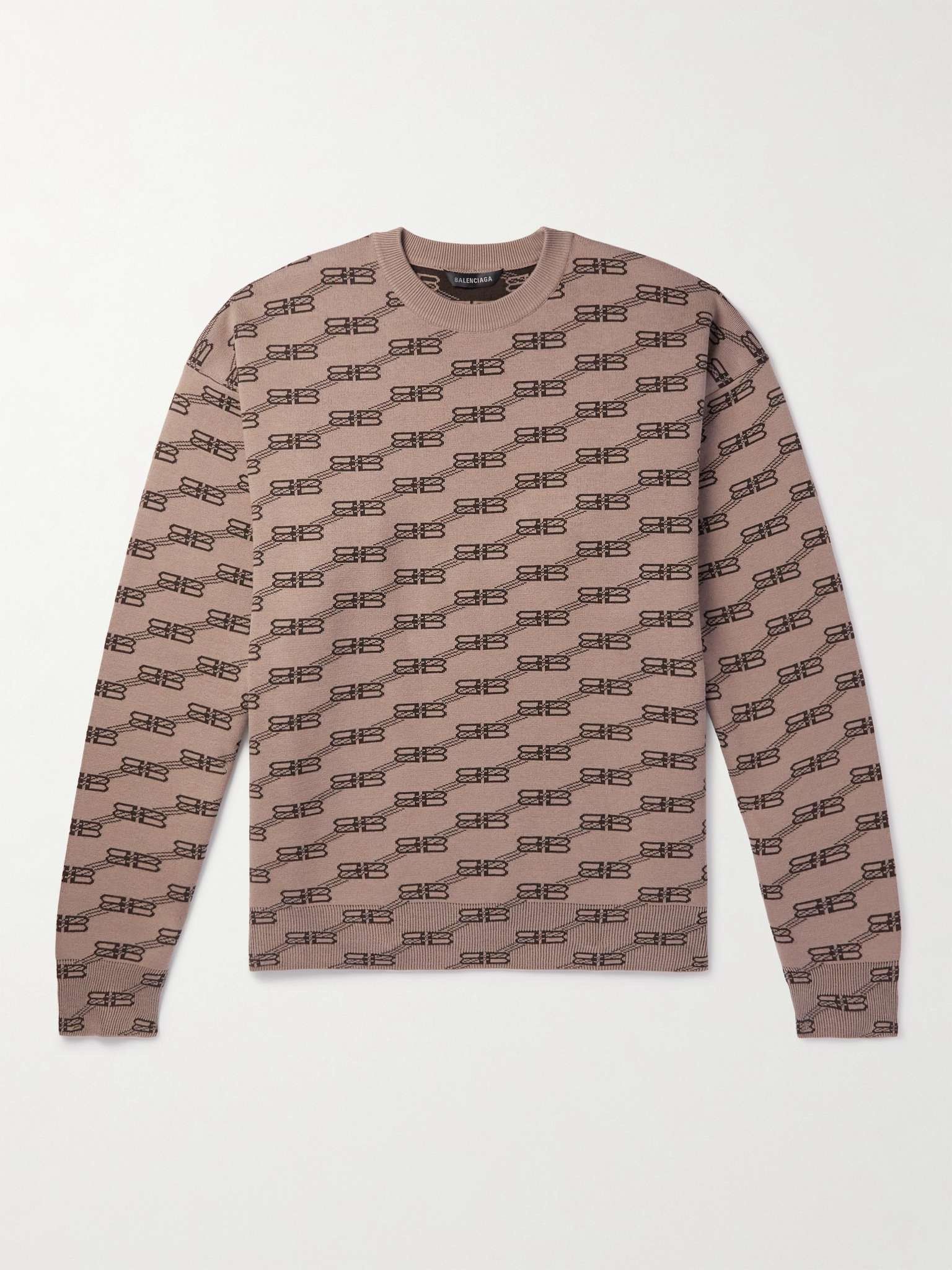 Balenciaga o1w1db11224 BB Monogram Sweater in Beige/Brown Size US S / EU 44-46 / 1 - 1 Thumbnail