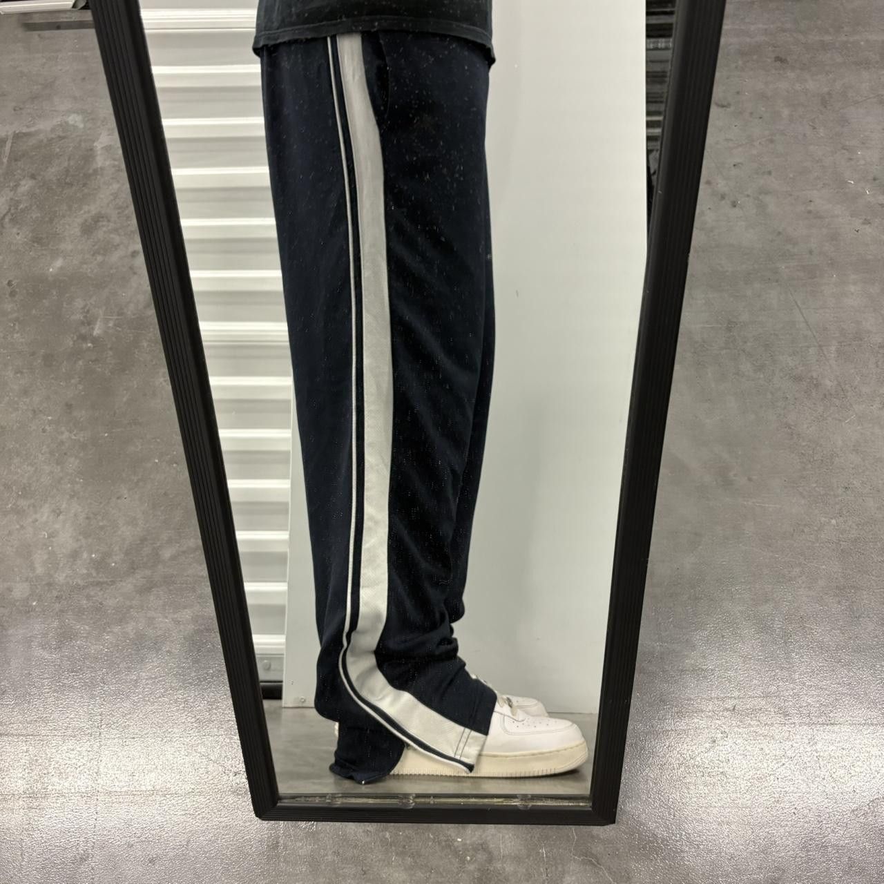 Russell Athletic Crazy Vintage Y2K/2000s Baggy Navy Blue Striped Russell TrackPants with leg Zippers! Size US 30 / EU 46 - 1 Thumbnail