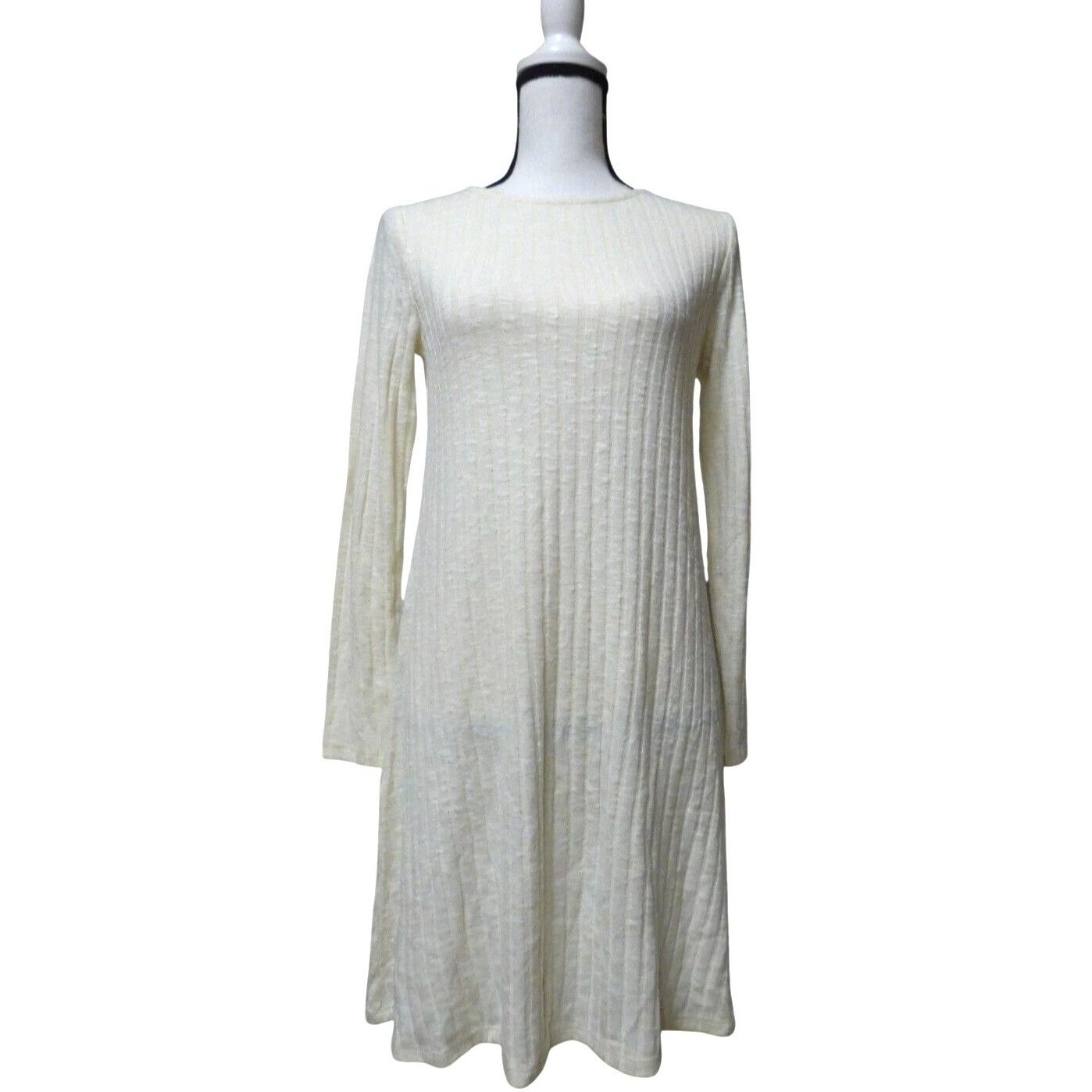 Style & Co Style & Co Hacci Ribbed Brushed Swing Dress, Vanilla Bean, S Size S / US 4 / IT 40 - 3 Thumbnail