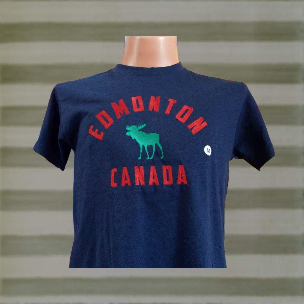 Vintage Northern Souvenirs Shirt Mens Blue EDMONTON CANADA Embroidered Men Med MOOSE ALBERTA Size US M / EU 48-50 / 2 - 1 Thumbnail