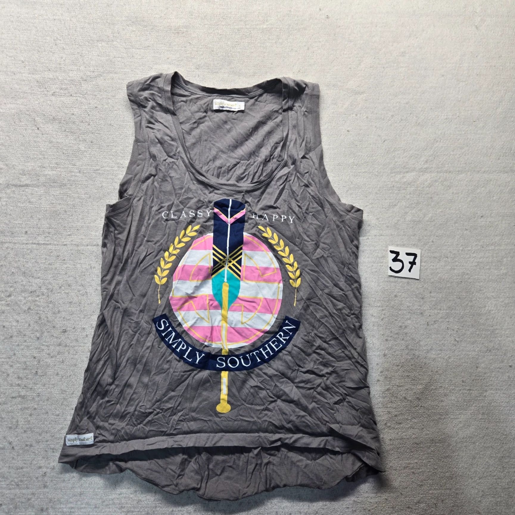 Vintage Simply Southern Women's T-Shirt Adult Small Gray Casual Short Sleeve Logo All Seasons Size S / US 4 / IT 40 - 2 Thumbnail