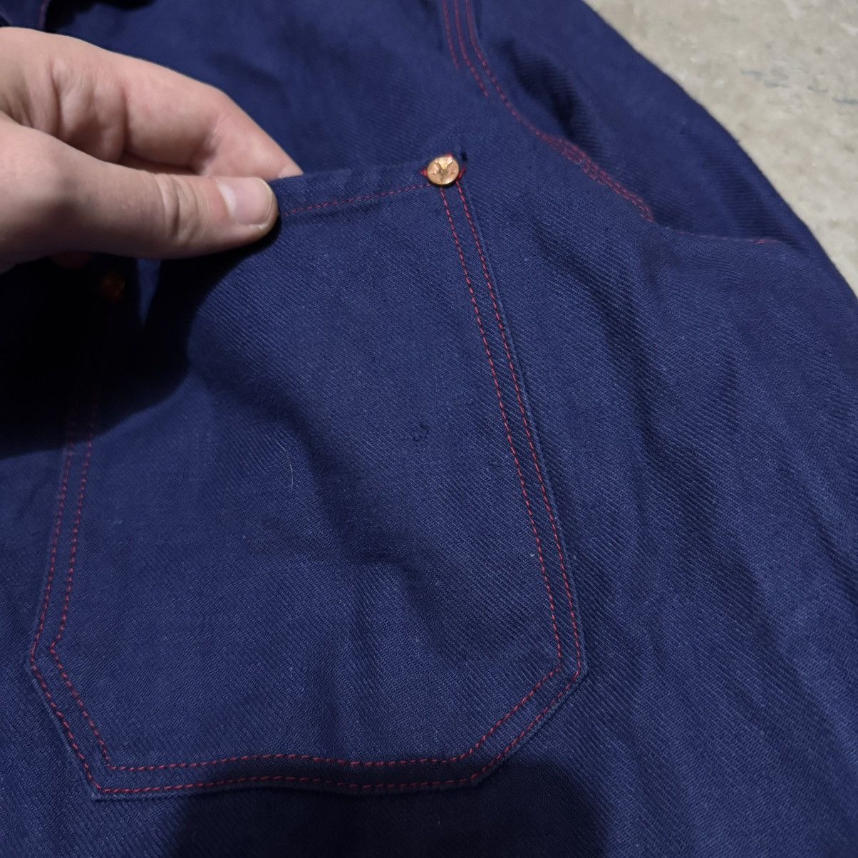 Vintage Vintage Work Europe 60s red stitching jacket Fristads Size US XL / EU 56 / 4 - 8 Thumbnail