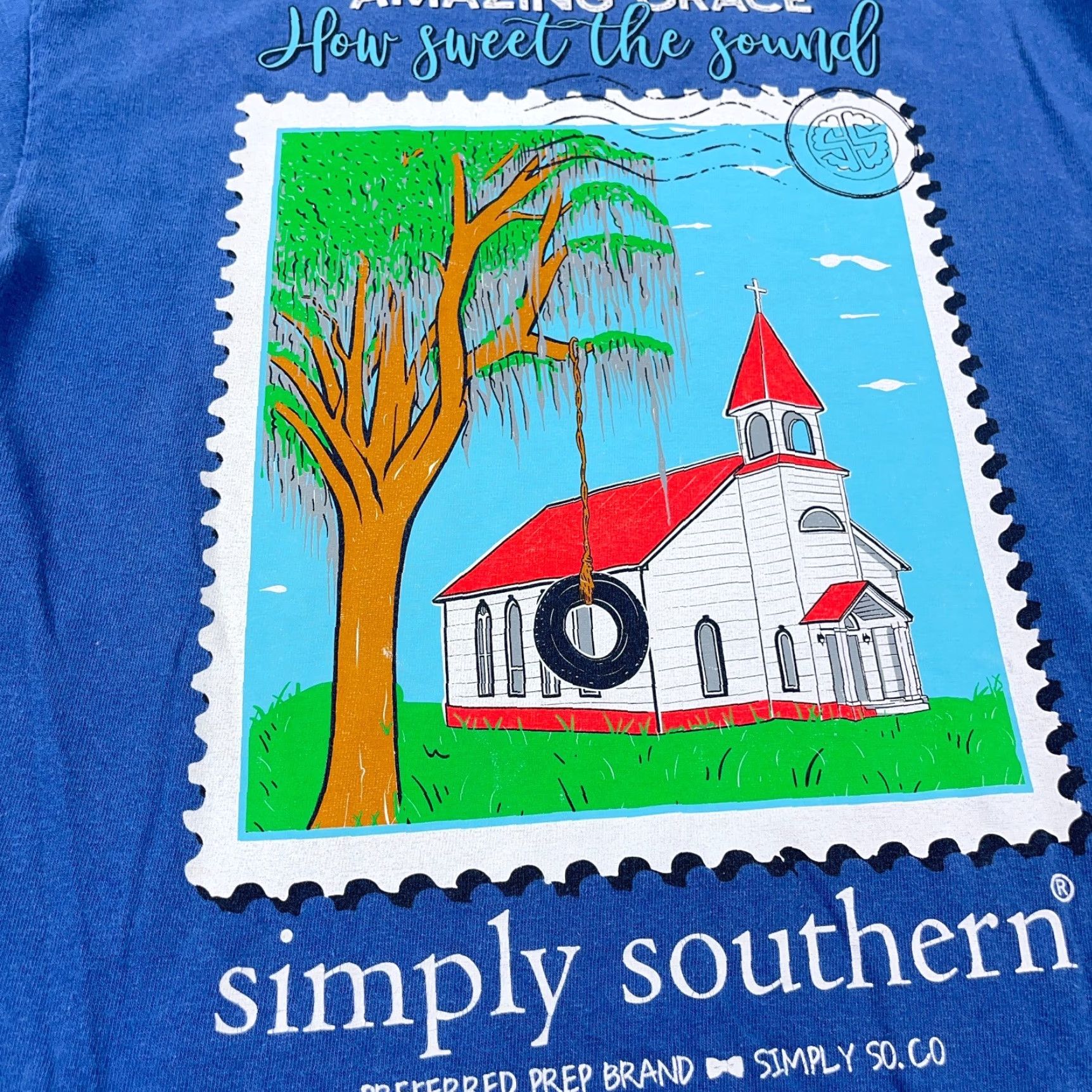 Vintage Simply Southern Shirt Women M Blue Tee Church Christian God Religion Shirt Size M / US 6-8 / IT 42-44 - 7 Thumbnail