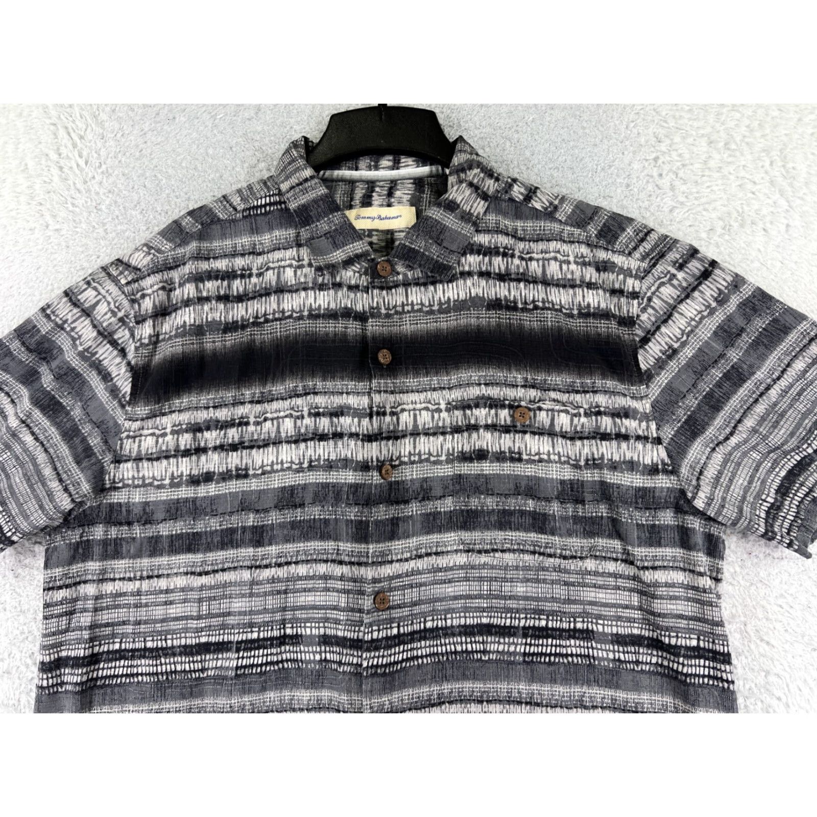 Tommy Bahama Tommy Bahama Shirt Mens Extra Large Gray Stripe Silk Button Up Hawaiian Pocket Size US XL / EU 56 / 4 - 4 Thumbnail