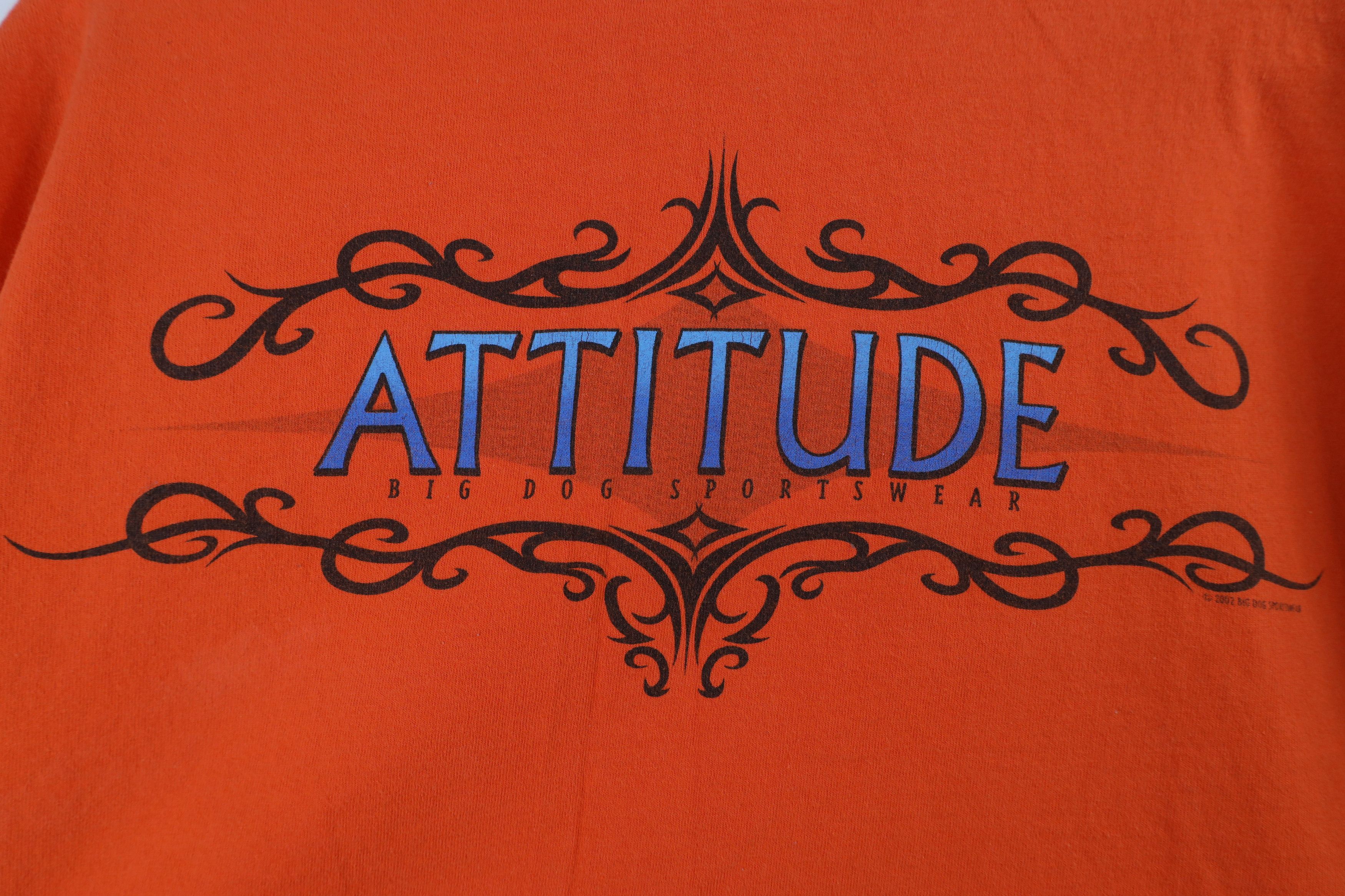 Big Dogs × Vintage Vintage 90s Big Dogs Spell Tribal Attitude T-Shirt Orange Size US XXL / EU 58 / 5 - 9 Thumbnail