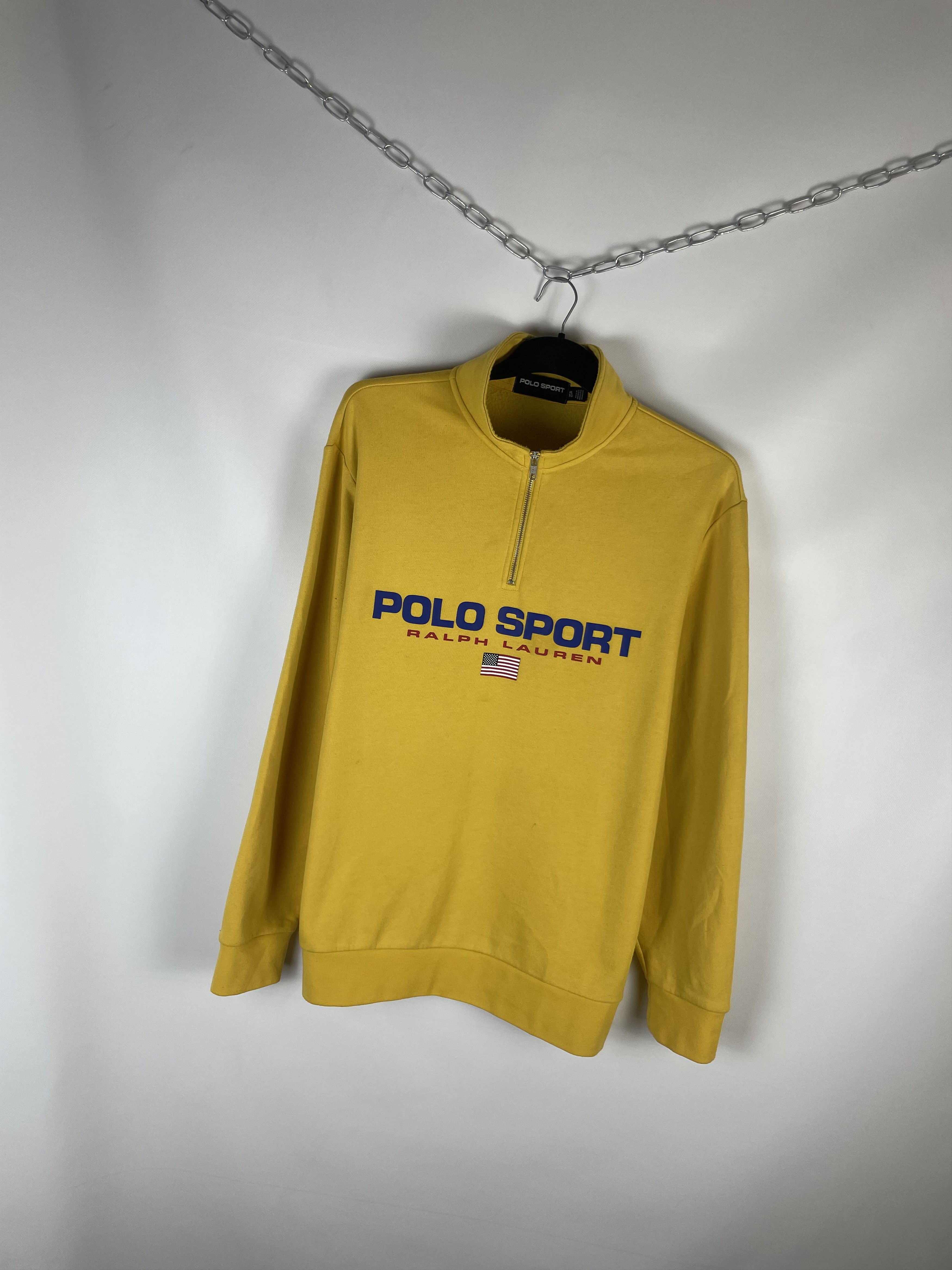Polo Ralph Lauren Polo Sport Ralph Lauren Yellow 1/4 Zip Sweatshirt Vintage Size US XL / EU 56 / 4 - 2 Thumbnail