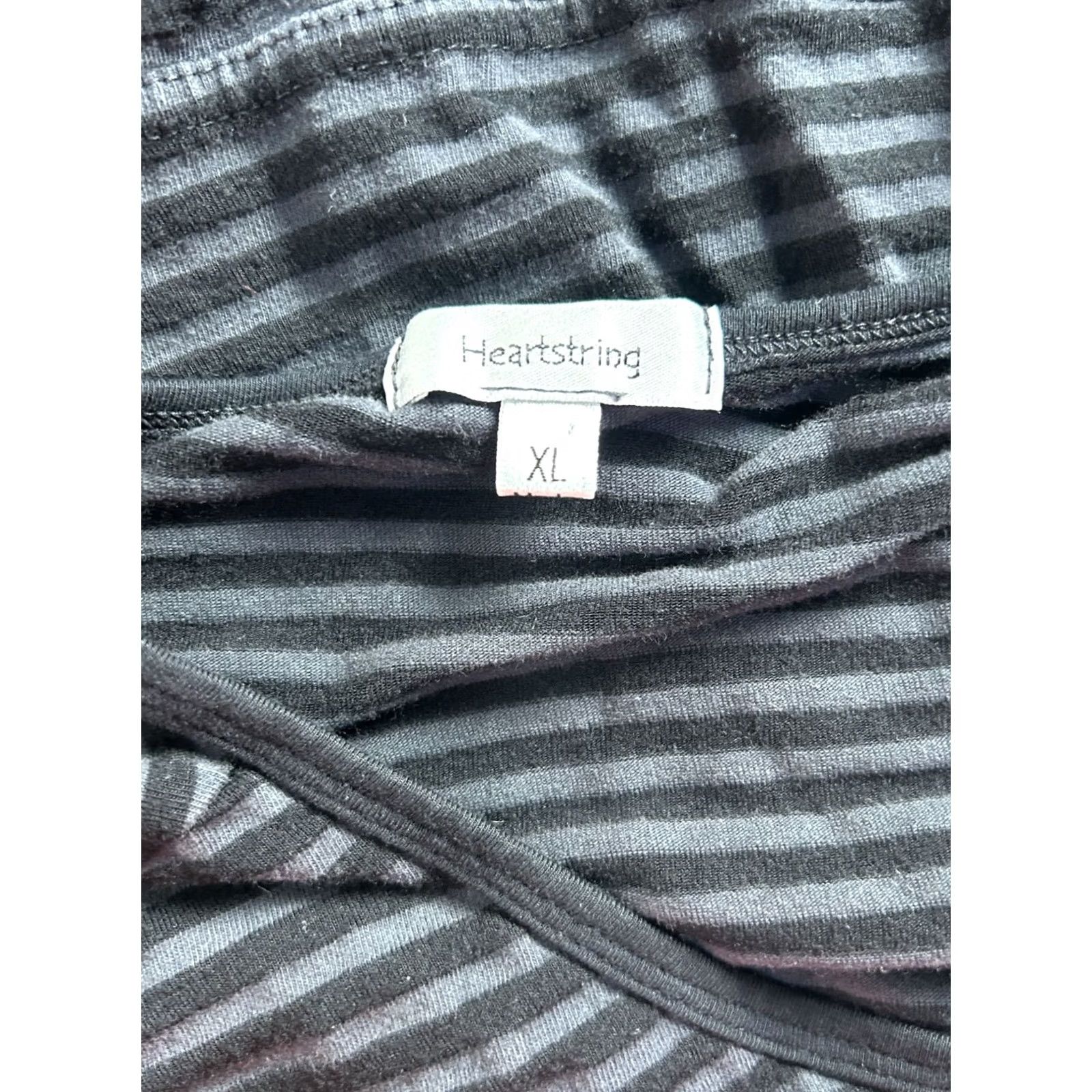 Vintage Heartstring Womens Button Front Gray Striped 3/4 Sleeve Tunic Top XL Pockets Size XL / US 12-14 / IT 48-50 - 4 Thumbnail