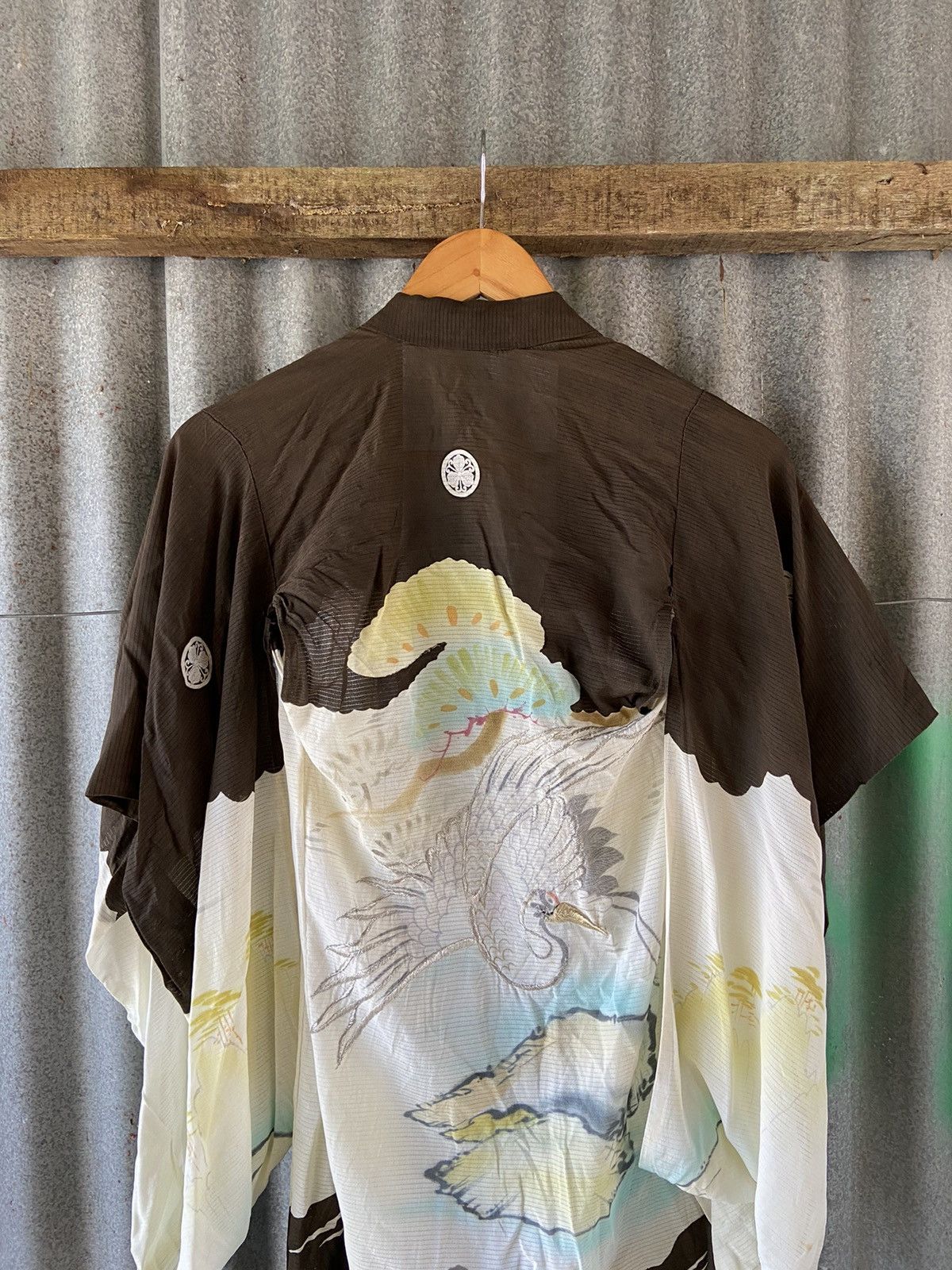 Komono Vintage Japanese Haori CraneLandscape Silk Kimono Size M / US 6-8 / IT 42-44 - 2 Thumbnail