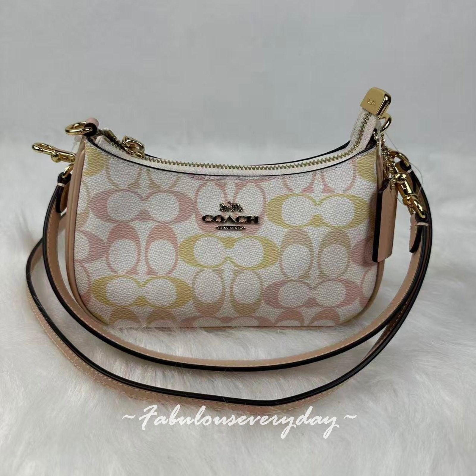 Coach Coach Teri Mini Crossbody Bag Sig Canvas Chalk/Pink CDW52 Size ONE SIZE - 1 Thumbnail