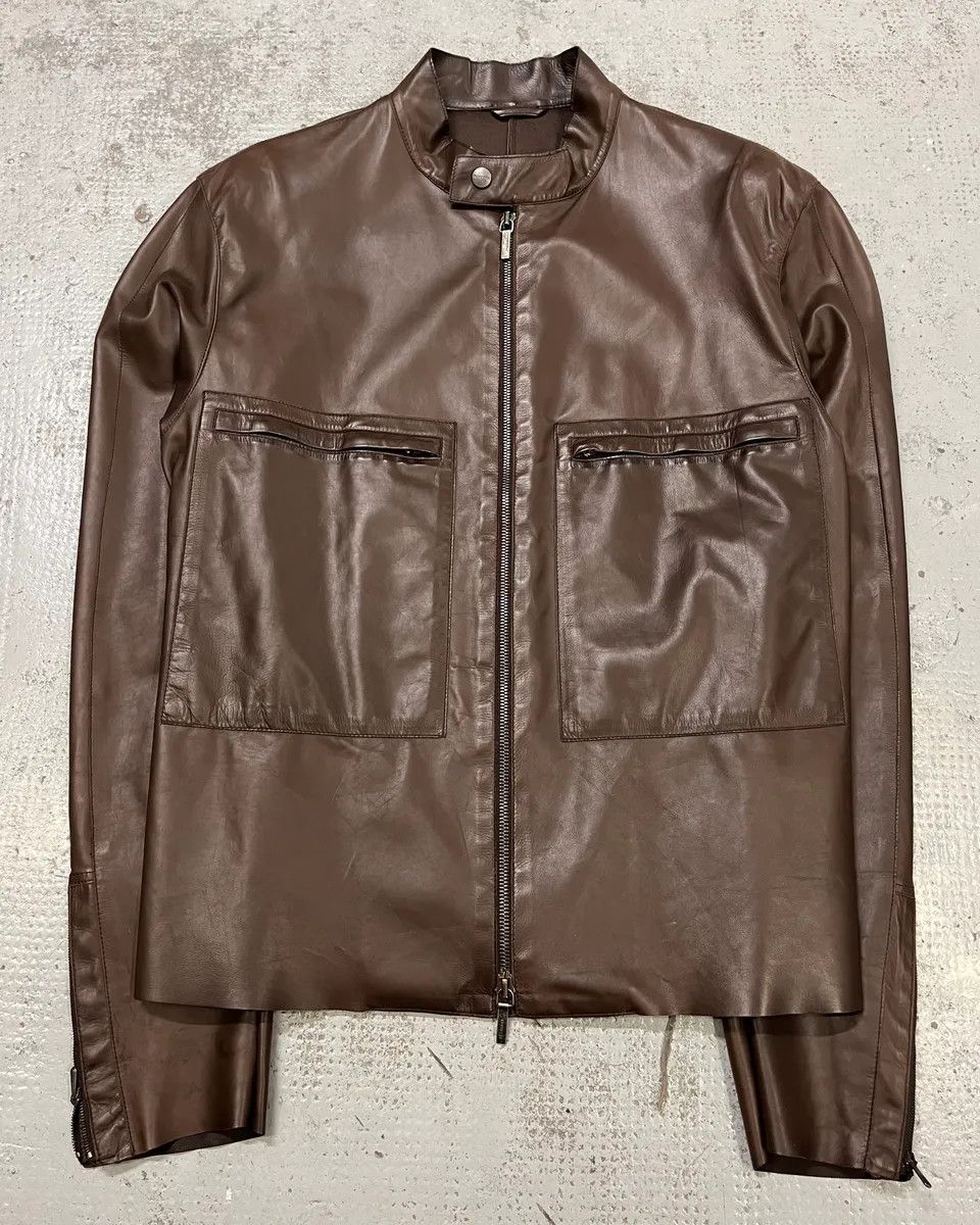 Jil Sander 2010s Jil Sander Brown Leather Minimalist Jacket Size US M / EU 48-50 / 2 - 4 Thumbnail