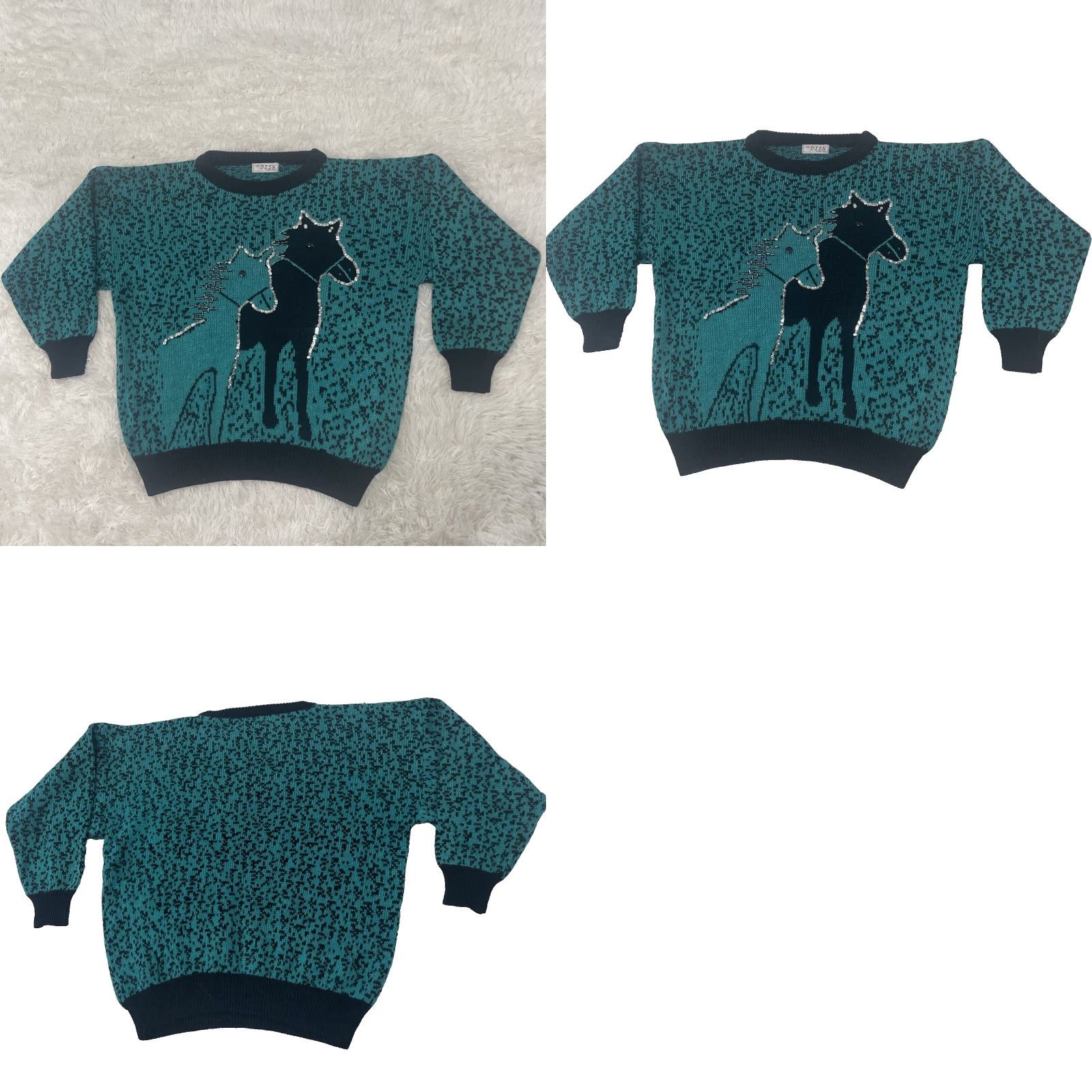 Vintage VINTAGE DISU Fashion Wear HORSES Beaded Knit Sweater Men S Acrylic Teal Black Size US S / EU 44-46 / 1 - 11 Thumbnail