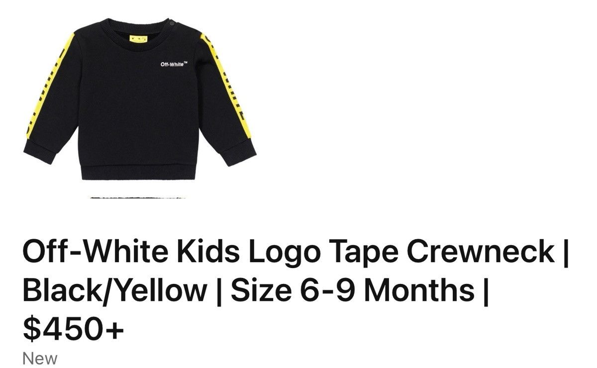 Off-White Kids OffWhite Crewneck 6-9 Months Size US XXS / EU 40 - 11 Thumbnail