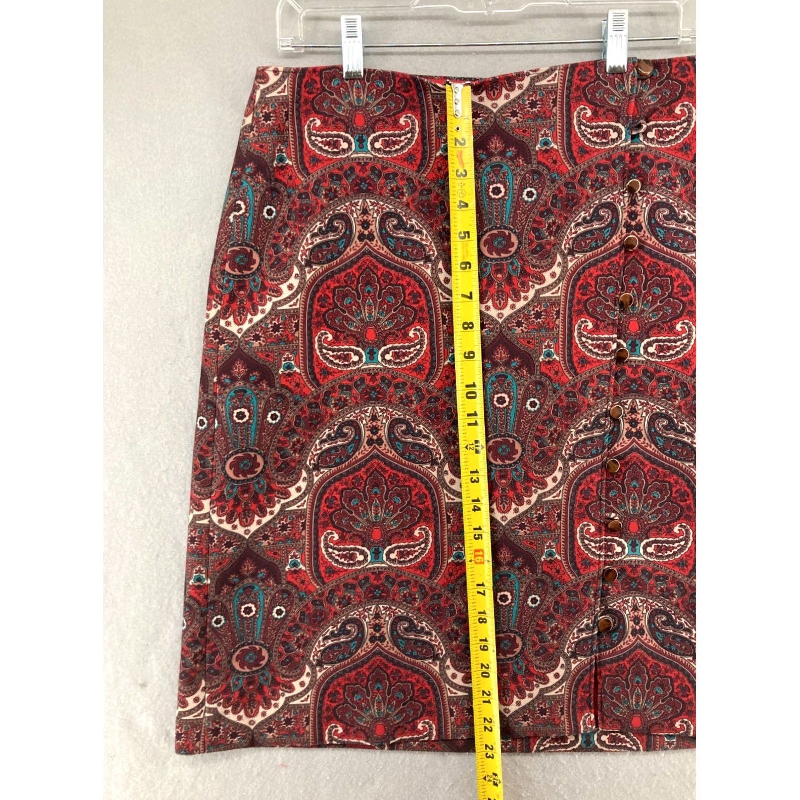 Talbots Talbots Skirt Womens 4 Red Paisley Pencil Straight Cotton Stretch Knee Length Vintage No Size 27" / US 4 / IT 40 - 4 Thumbnail