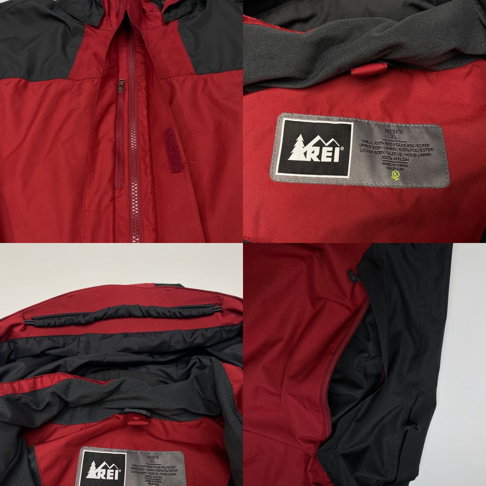 Vintage REI Elements E1 Hooded Rain Jacket Mens XL Maroon Black Vented Zippered Size US XL / EU 56 / 4 - 8 Thumbnail