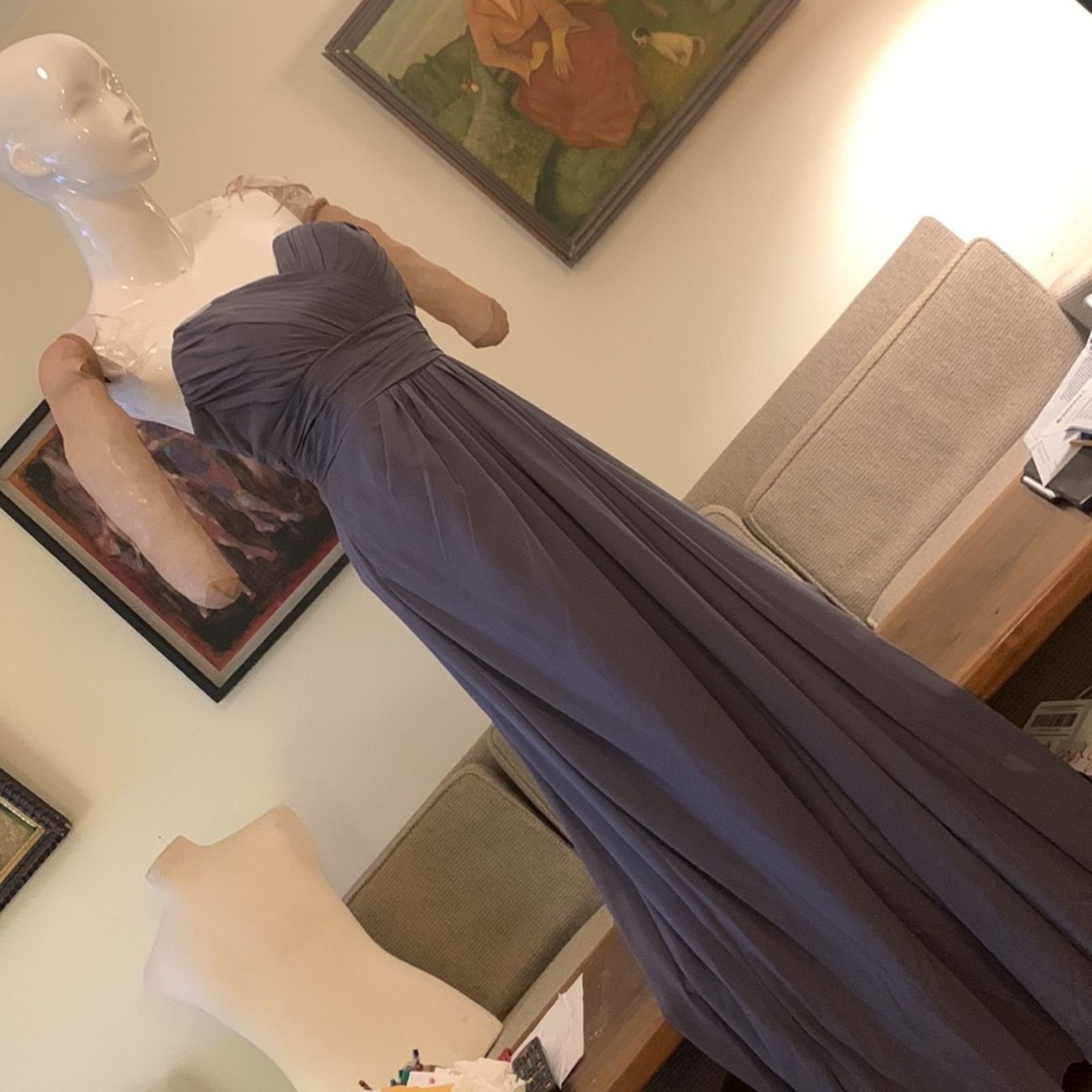 Vintage Bill Levkov dove gray chiffon Grecian gown prom bridesmaid Size M / US 6-8 / IT 42-44 - 8 Thumbnail