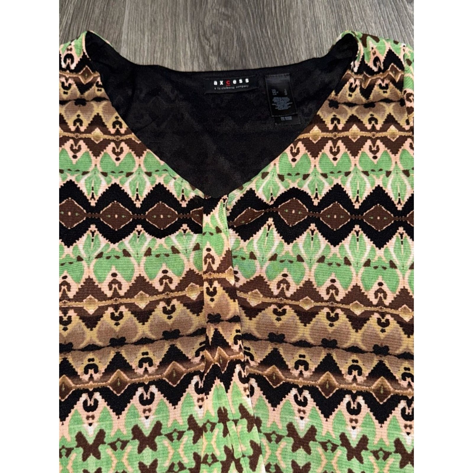 Liz Claiborne Y2K Green/Brown Top Sz Large Boho Fairy Grunge Indie Hippie Size L / US 10 / IT 46 - 2 Thumbnail