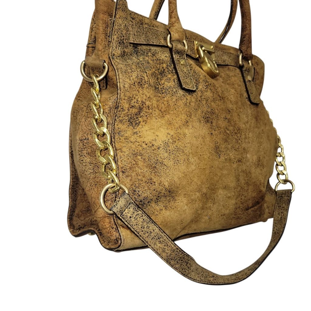 Michael Kors Michael Kors Women's Large Distressed Brown Leather Hamilton Size ONE SIZE - 4 Thumbnail