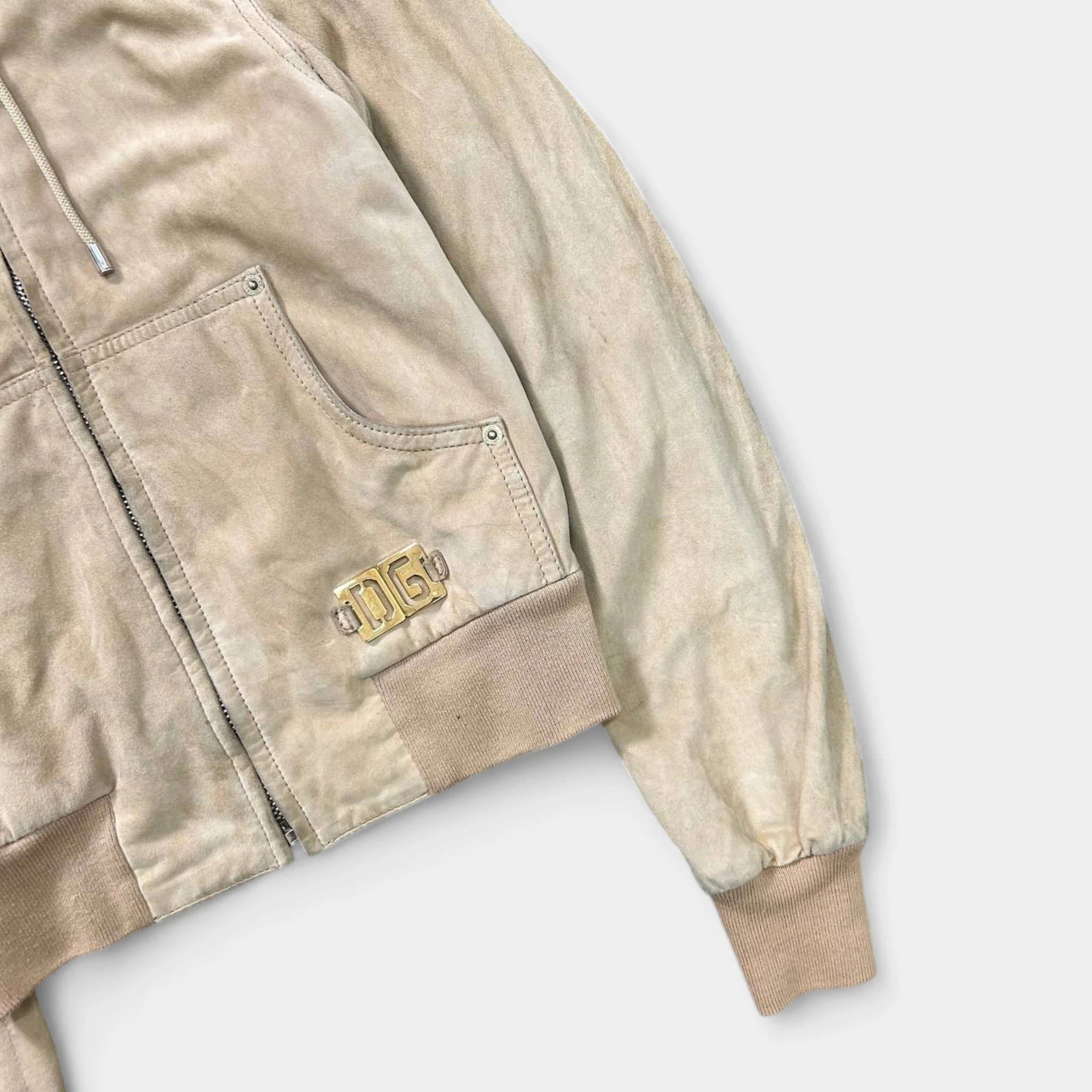 Dolce & Gabbana Dolce & Gabbana 2000s Cropped Camel Beige Suede Zip Hoodie Size XS / US 0-2 / IT 36-38 - 2 Thumbnail