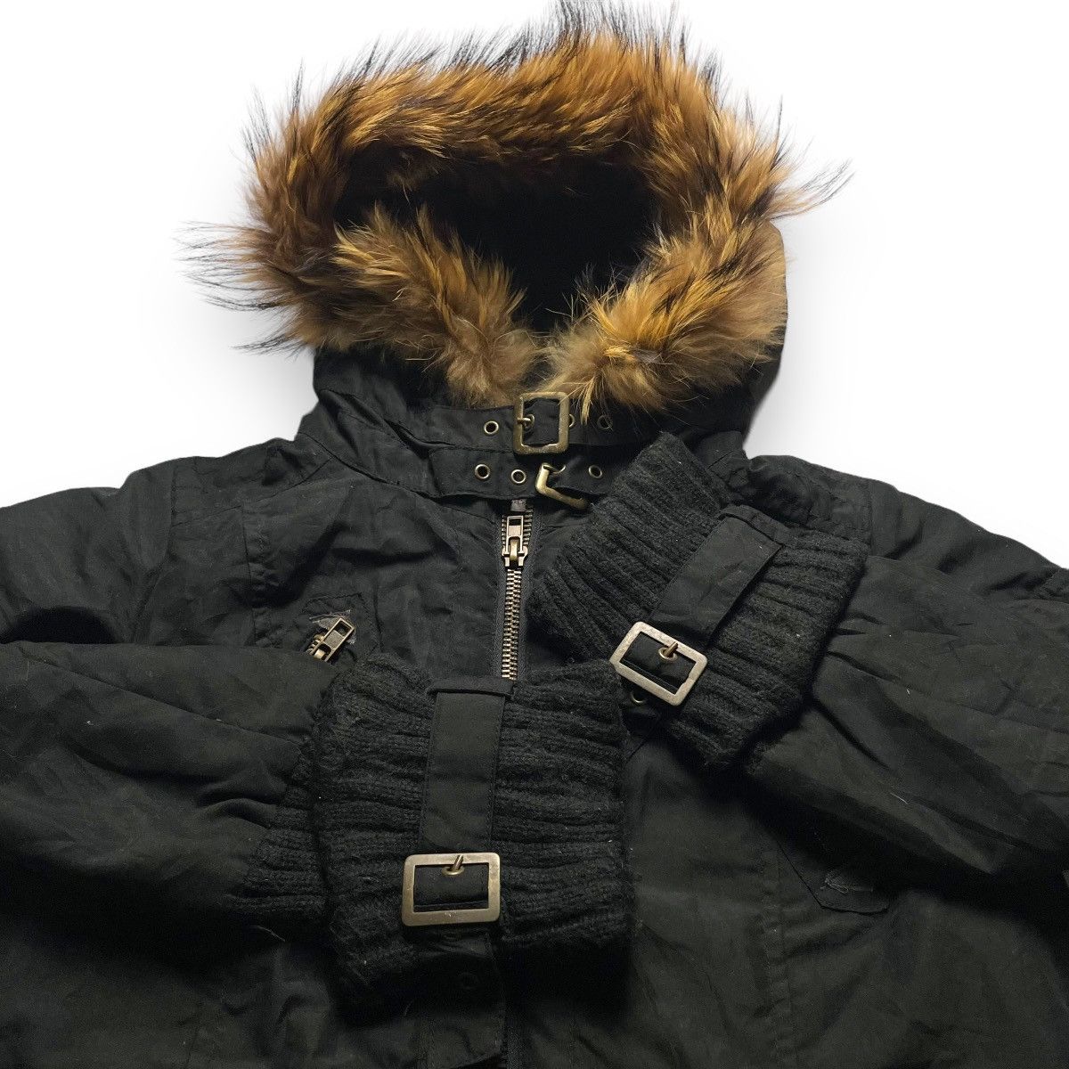 If Six Was Nine EMSEXCITE BONDAGE PUNK GOTHIC 5 POCKETS FUR HOODIE JACKET Size US M / EU 48-50 / 2 - 8 Thumbnail