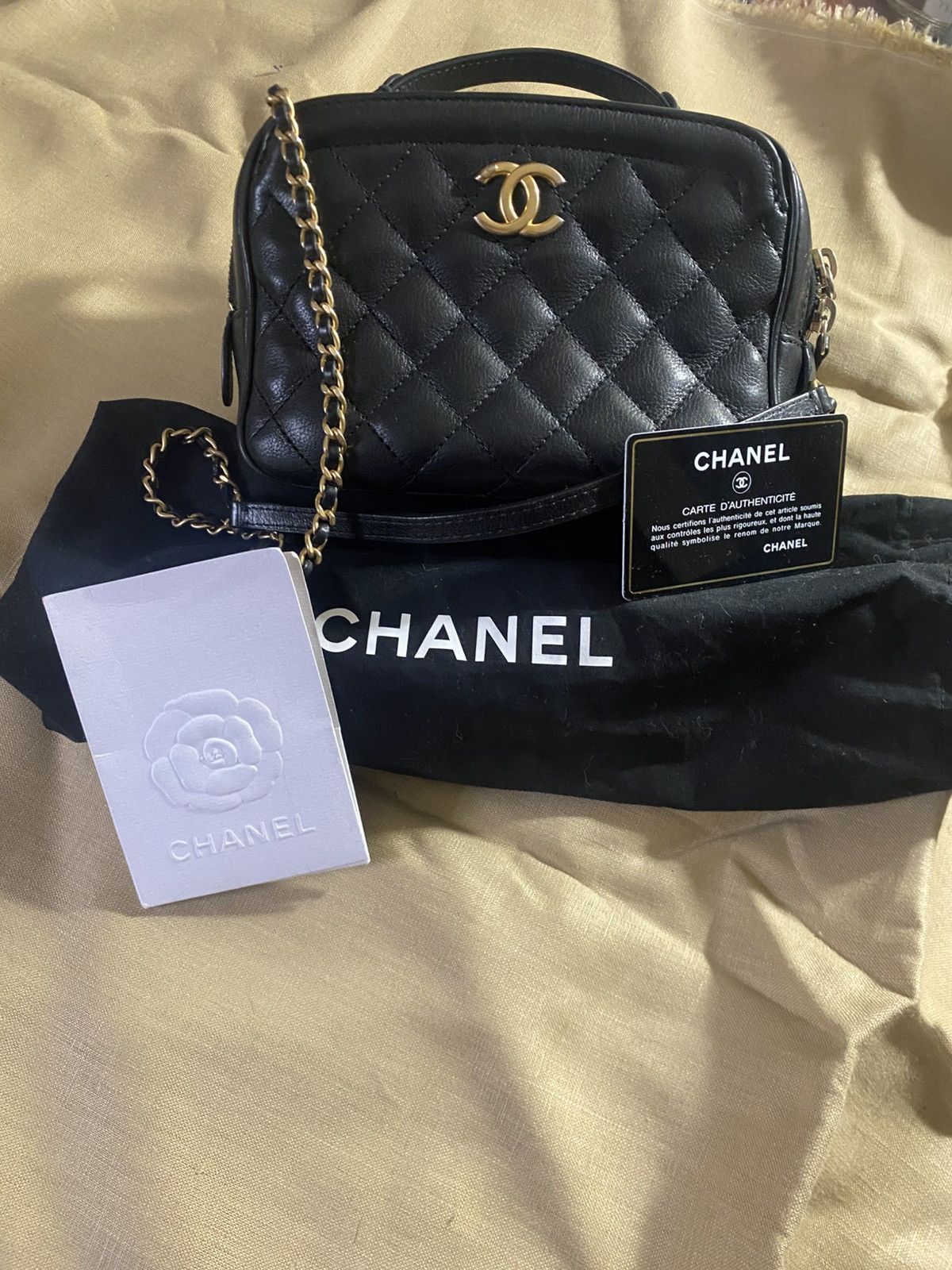 Chanel Quilted Leather Vanity Case Bag in Black, Women's