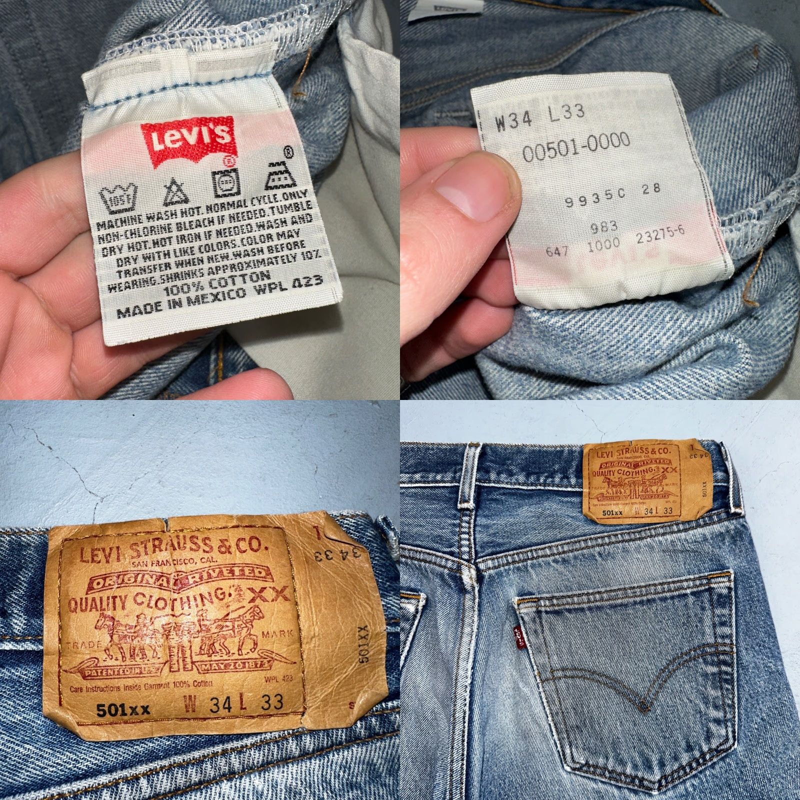 Levi's Levi's 501 Jeans Vintage Y2K Mexico Straight Levi's 501 Series 34x33 90s Medium Blue Denim Men's Jeans Size US 34 / EU 50 - 9 Thumbnail