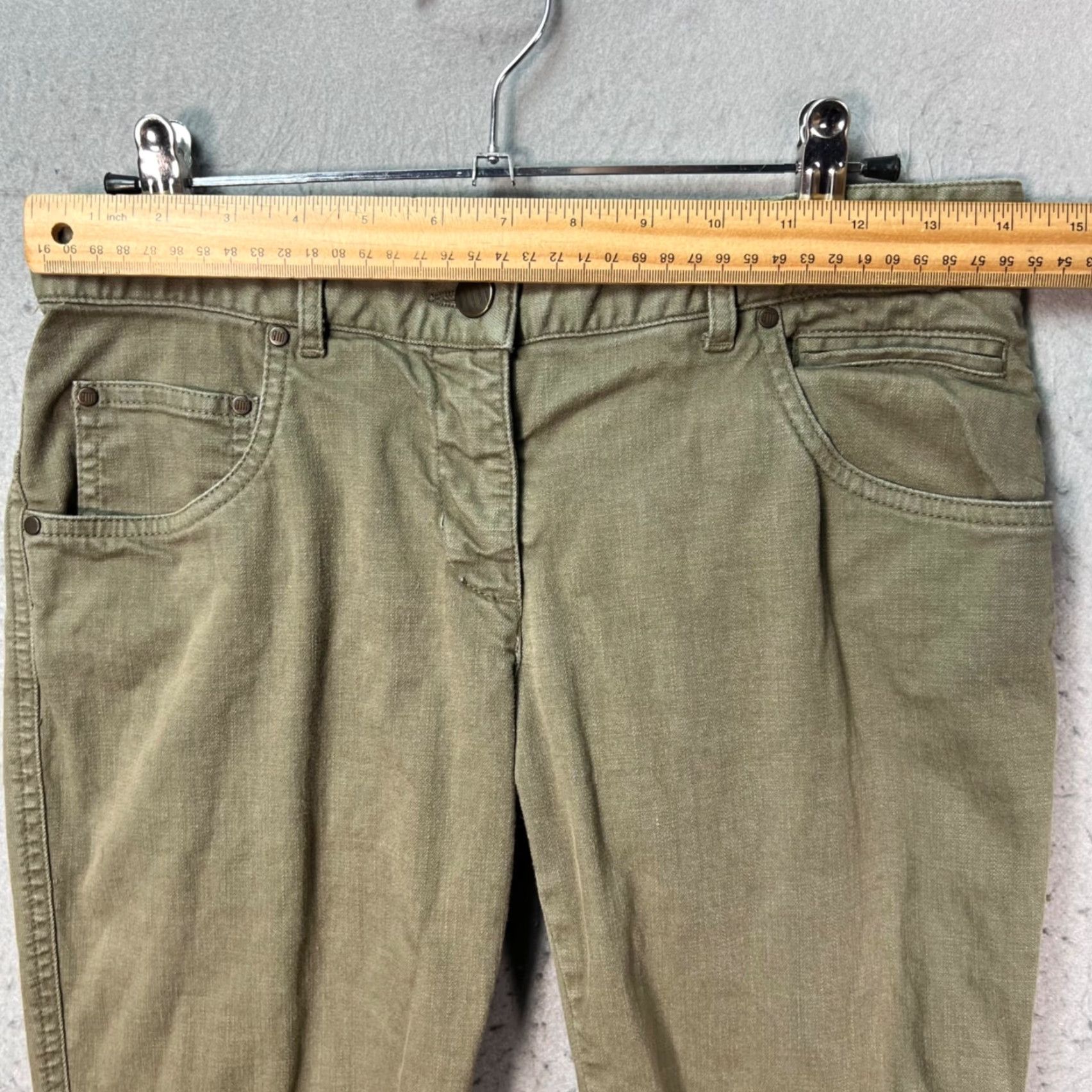 Stella McCartney Stella McCartney Olive Green Adjustable Cuff Tapered Leg Pants Womens 40 Green Chino Pockets Slim Fit/Flat Front 28in Inseam Spring Fall VINTAGE: No Size 27" / US 4 / IT 40 - 3 Thumbnail