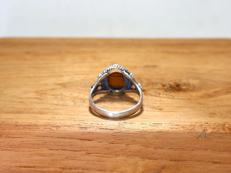Handmade Handmade Tiger Eye Ring: 925 Sterling Silver Promise Ring Size ONE SIZE - 7 Thumbnail