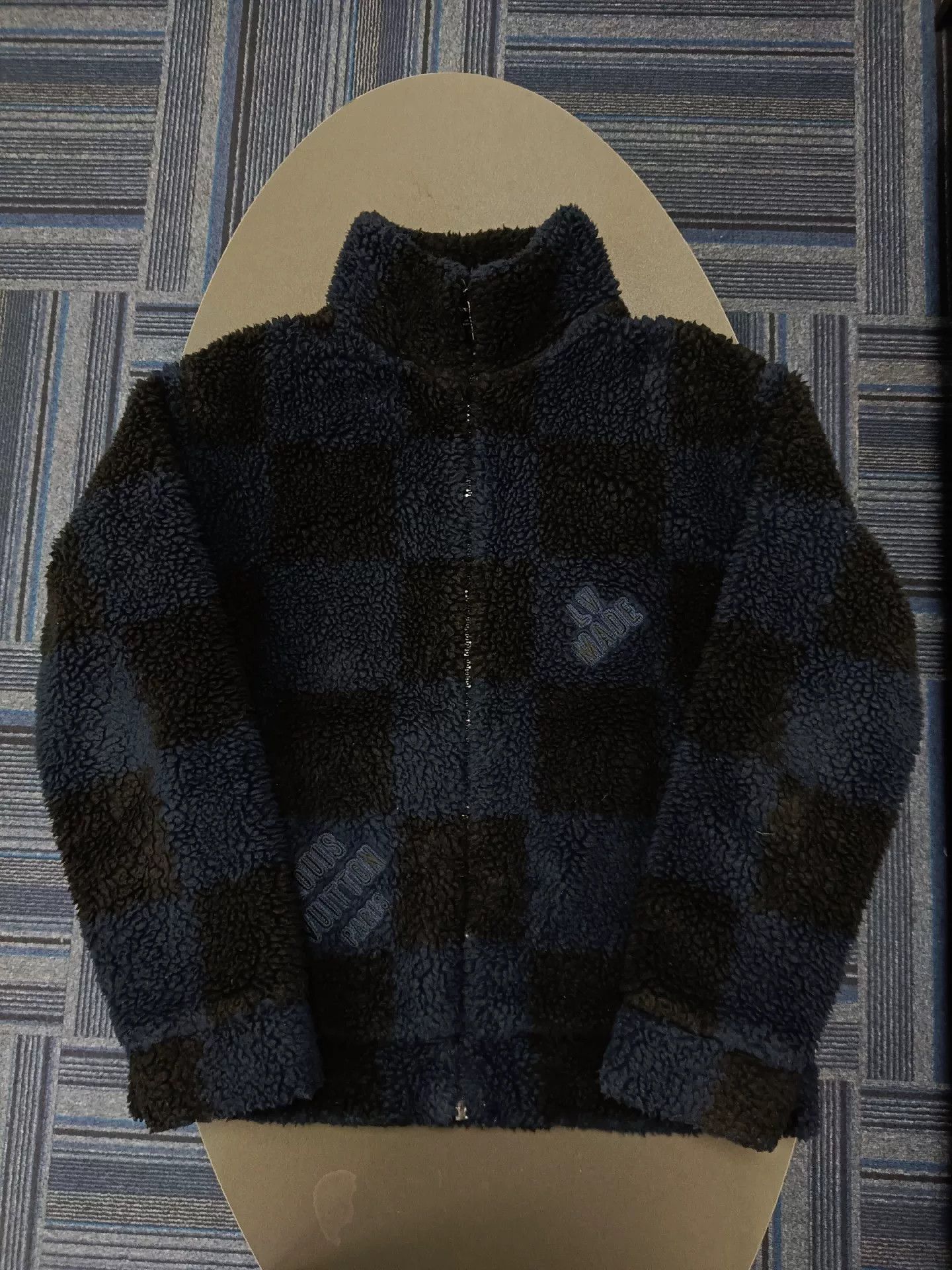 Louis Vuitton Checkered Fleece Jacket in Blue Black