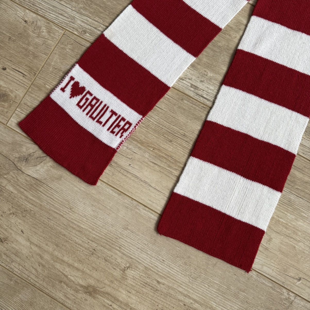 Jean Paul Gaultier Jean Paul Gaultier “I Love Gaultier” Red White Stripe Scarf Size ONE SIZE - 4 Thumbnail