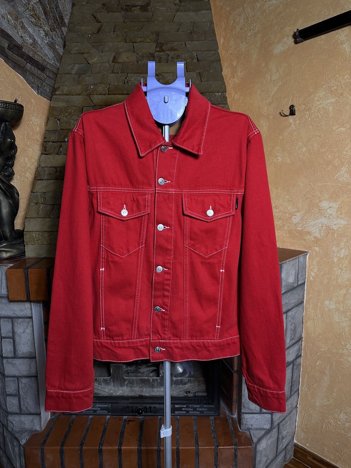 Sandro Sandro Paris Spring Summer 2021 red denim men’s jacket | Grailed