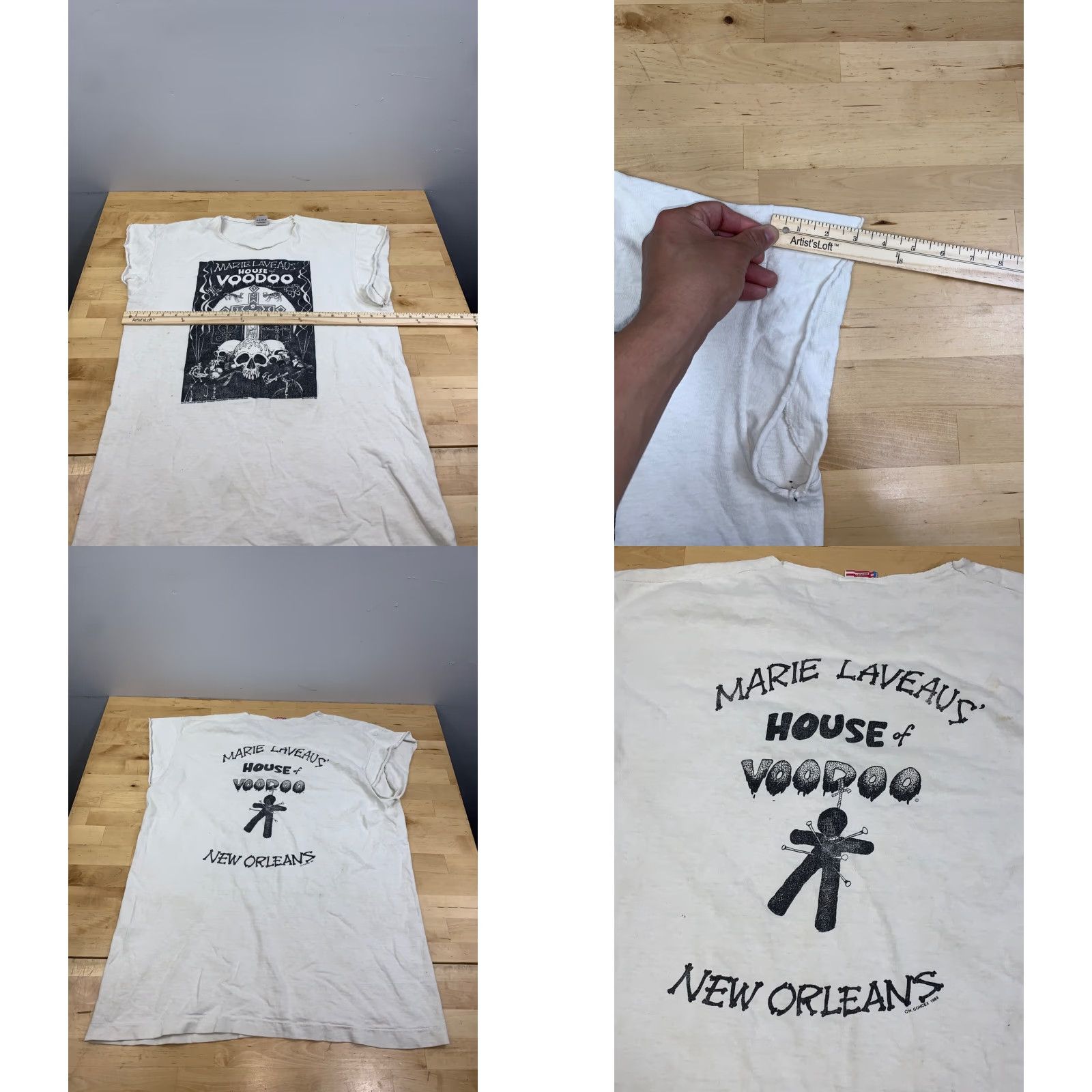 Fruit Of The Loom Vtg Marie Laveaus House of Voodoo Shirt Adult L 80s Skulls Distressed Size US L / EU 52-54 / 3 - 8 Thumbnail