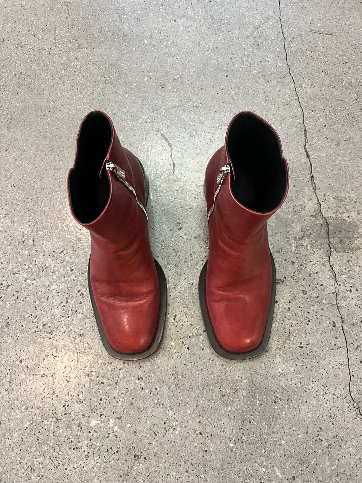Enfants Riches Deprimes ERD Red Leather Side Zip Boots Size US 12 / EU 45 - 11 Thumbnail