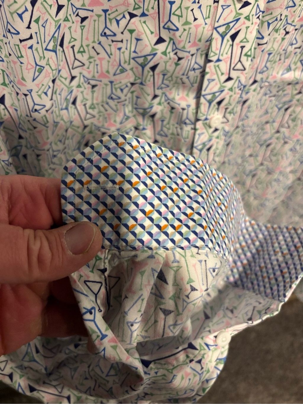 Johnston & Murphy Johnston & Murphy White Button-Down Shirt with Multicolor Ma Size US XXL / EU 58 / 5 - 3 Thumbnail