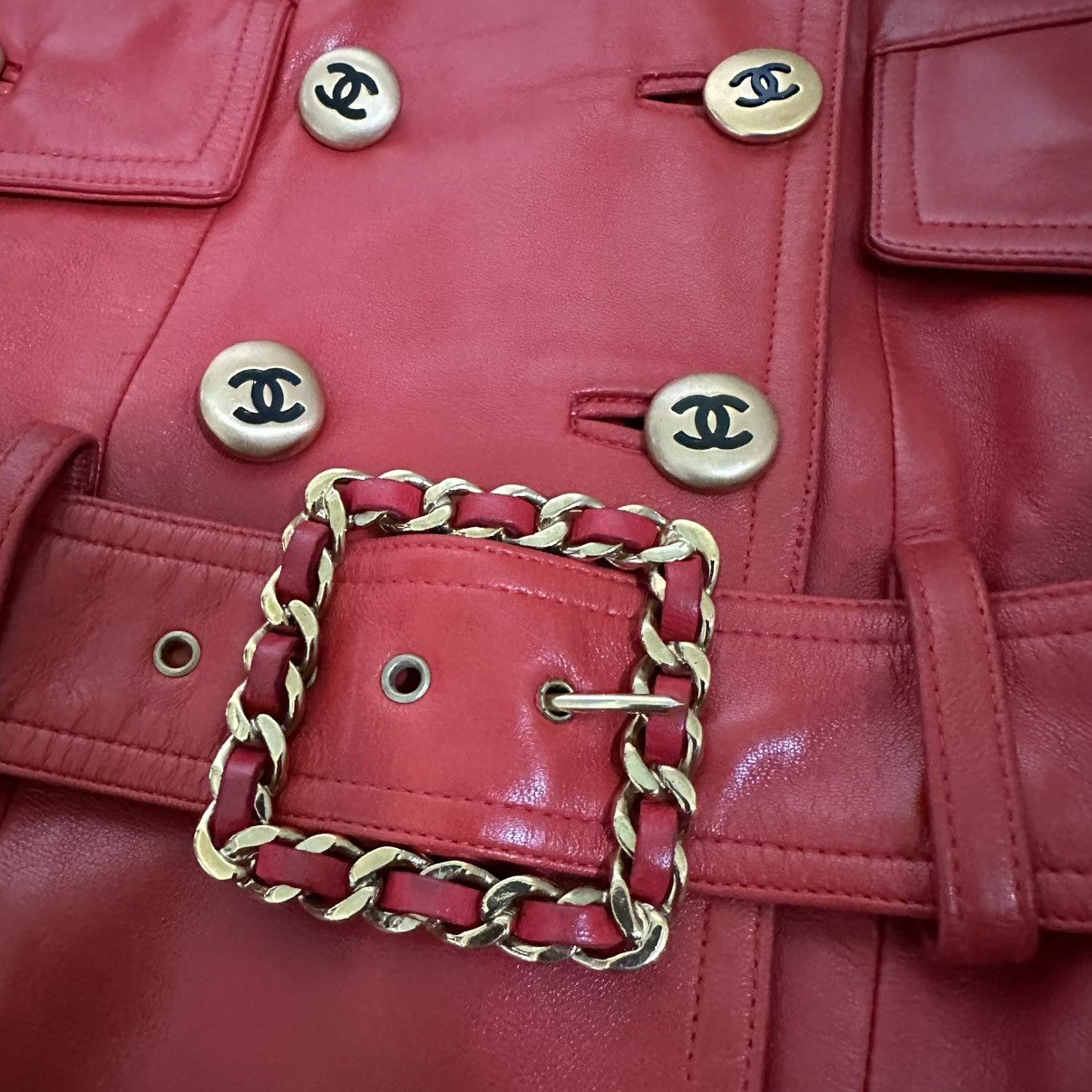 Chanel Archive Chanel Fall 1992 Red Leather Jacket Size S / US 4 / IT 40 - 4 Thumbnail