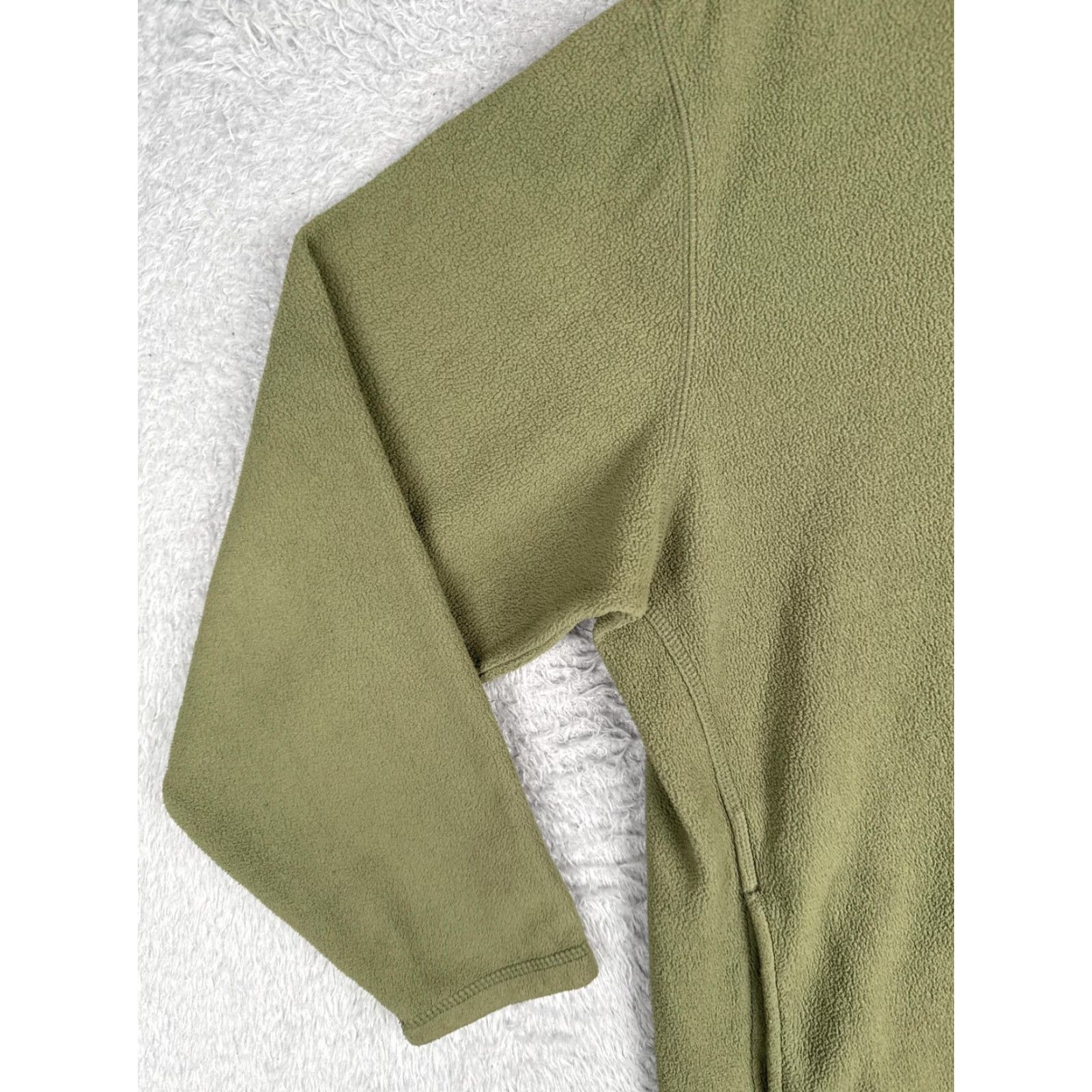 Vintage Woolrich Hoodie Womens Large Green Fleece 1/4 Zip Hooded Pullover Sweatshirt Size L / US 10 / IT 46 - 3 Thumbnail