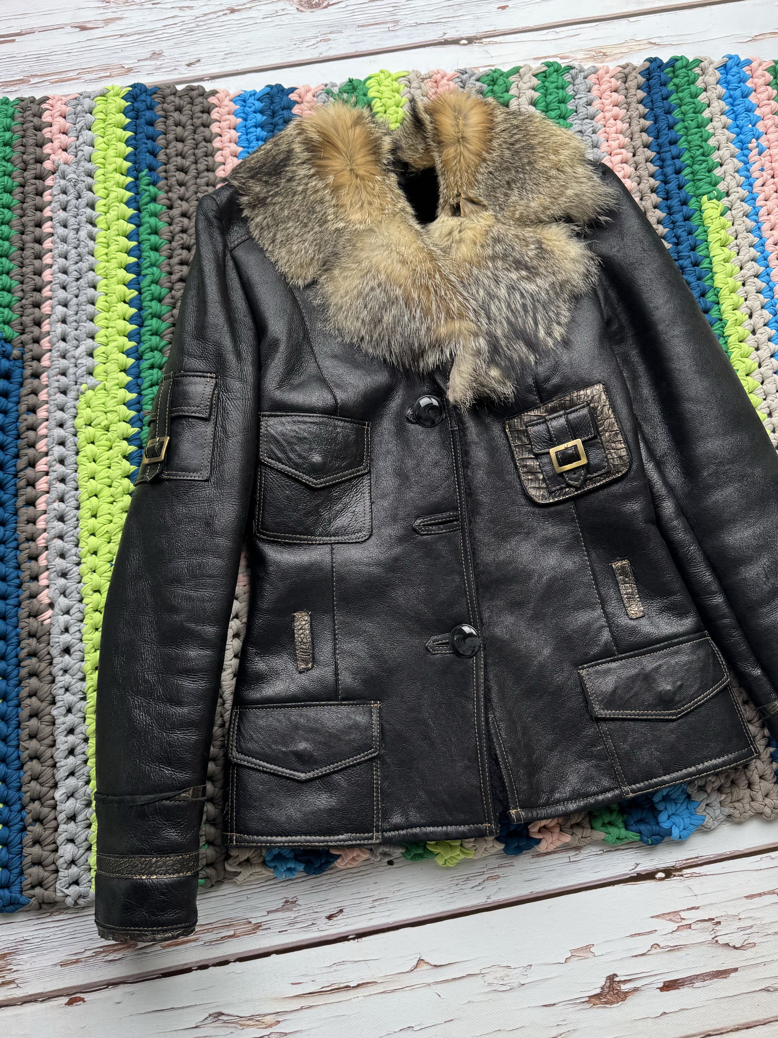 Japanese Brand Vintage Real Sheepskin Coat With Real Neck (V213)D15 Size XS / US 0-2 / IT 36-38 - 2 Thumbnail