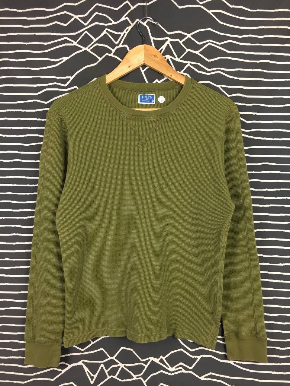J.Crew × Vintage Vtg J.Crew Blank Waffle Knit Longsleeve Tee Size US M / EU 48-50 / 2 - 2 Thumbnail