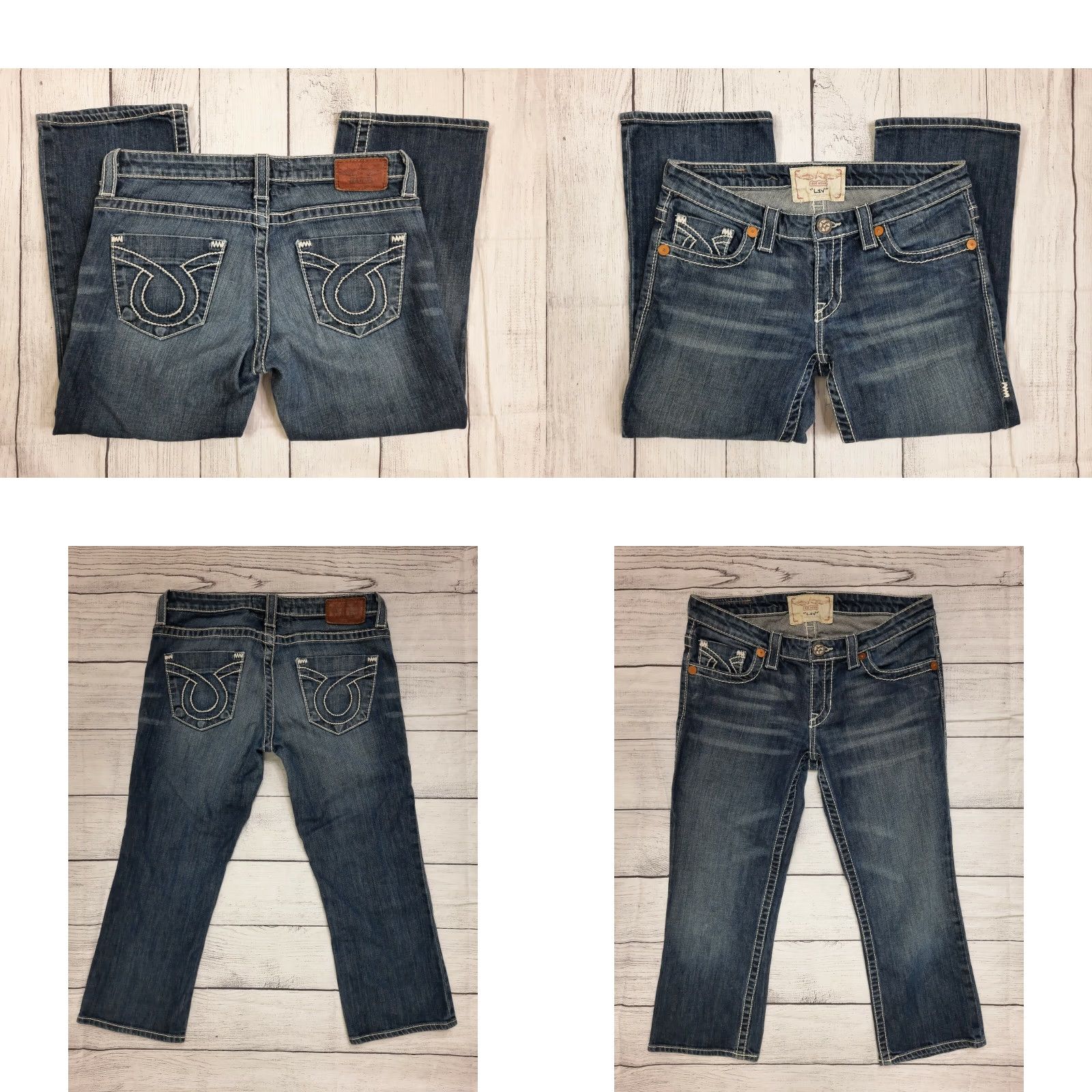 Denime Big Star LIV Capri Stretch Denim Crop Jeans Womens Size 28 Blue 5-Pocket Design Slim Crop Star Embroidered 21in Inseam Jeans Size 28" / US 6 / IT 42 - 8 Thumbnail