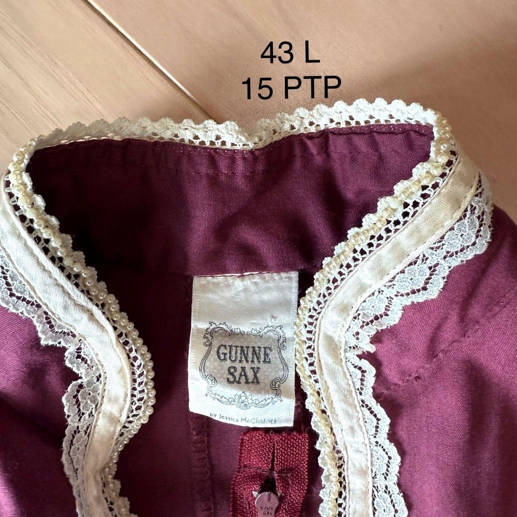 Vintage VINTAGE Gunne Sax Dress Women's Small Maroon Lace Taffeta 80s Boho Glam Size S / US 4 / IT 40 - 6 Thumbnail