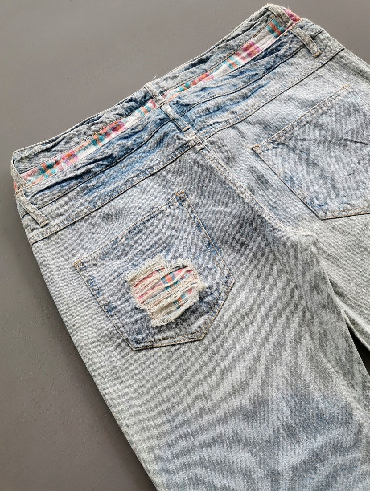 If Six Was Nine Unbrand Double Waist Patchwork Distressed Jeans Size US 37 - 5 Thumbnail
