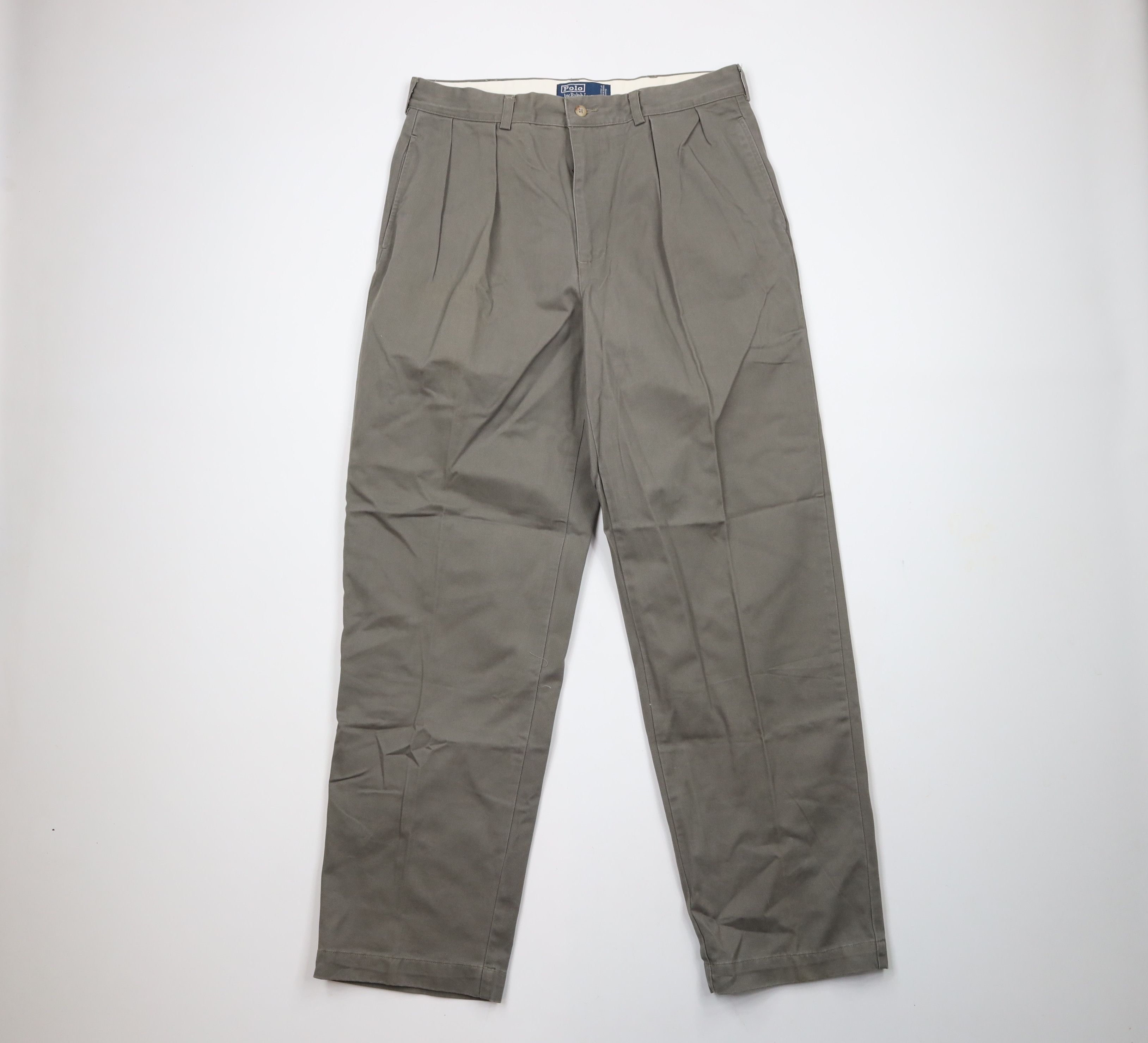 Ralph Lauren × Vintage Vintage 90s Ralph Lauren Wide Leg Chino Pants Gray Green Size US 34 / EU 50 - 1 Thumbnail