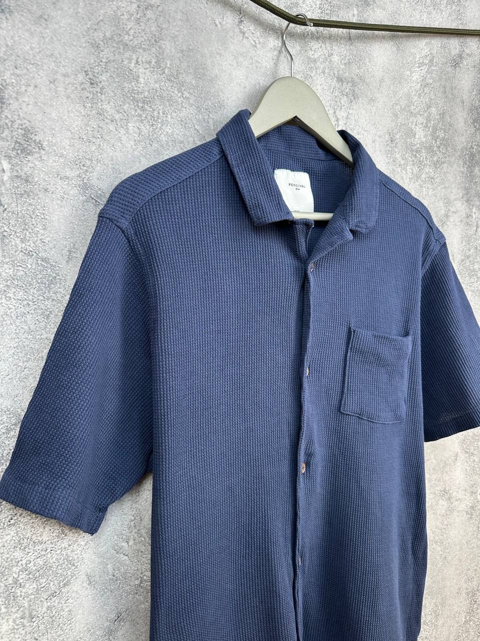 Percival Percival Cuban Collar Waffle Shirt Navy Short Sleeve Size US XXL / EU 58 / 5 - 3 Thumbnail